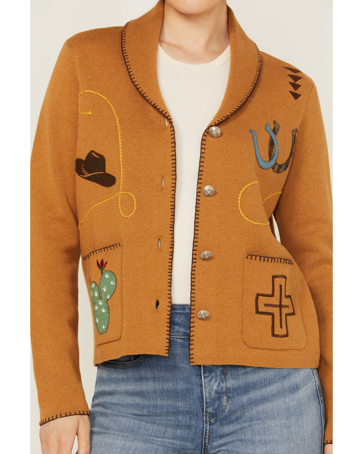 Pendleton Women's Conversational Print Embroidered Cardigan