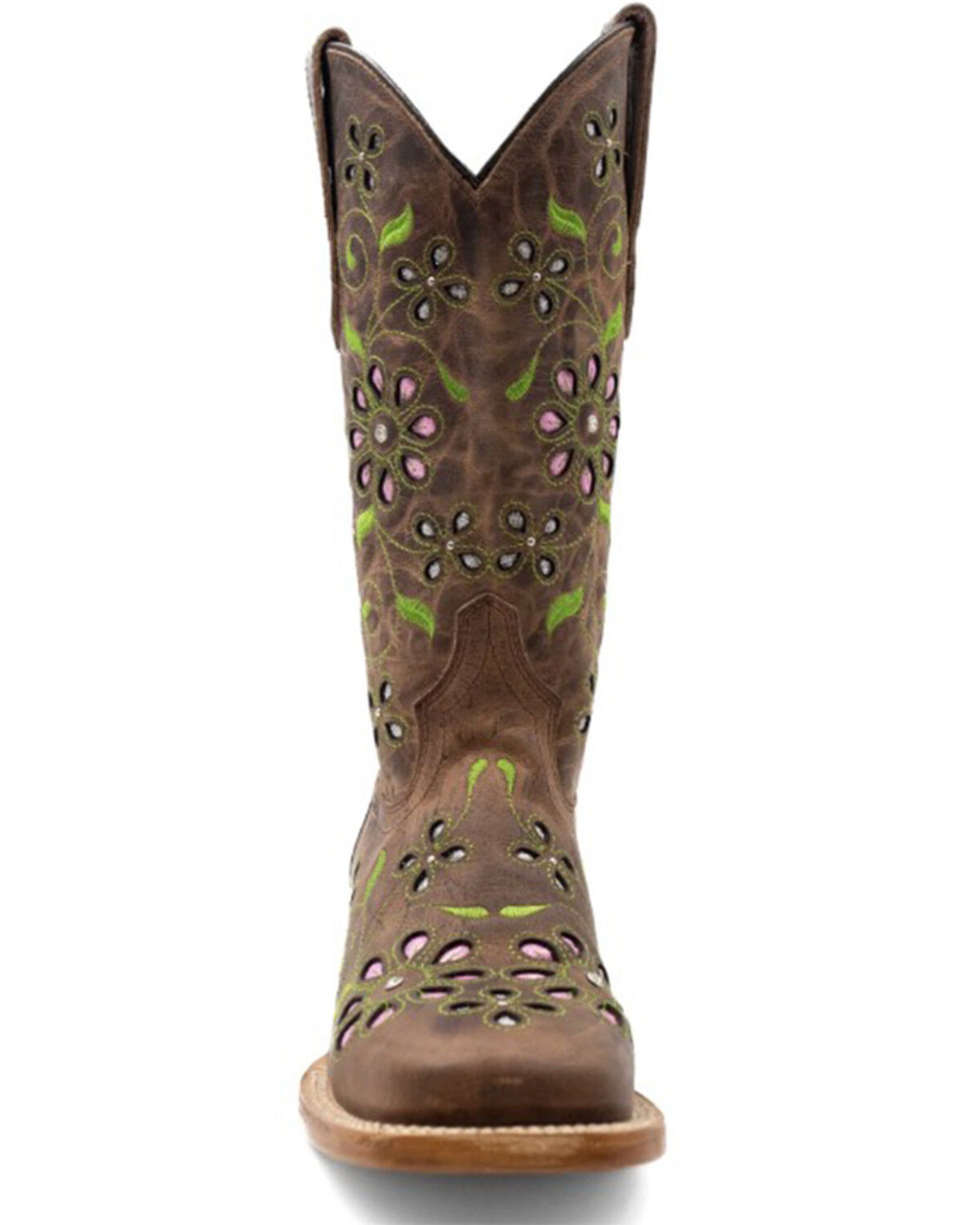 Ferrini Women's Blossom Inlay Western Boots - Broad Square Toe