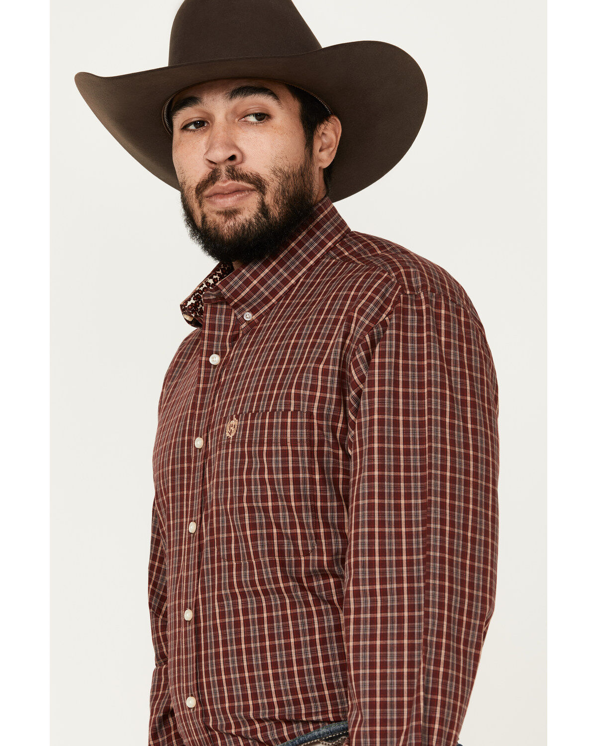 Panhandle Men's Select Plaid Print Long Sleeve Button-Down Western Shirt