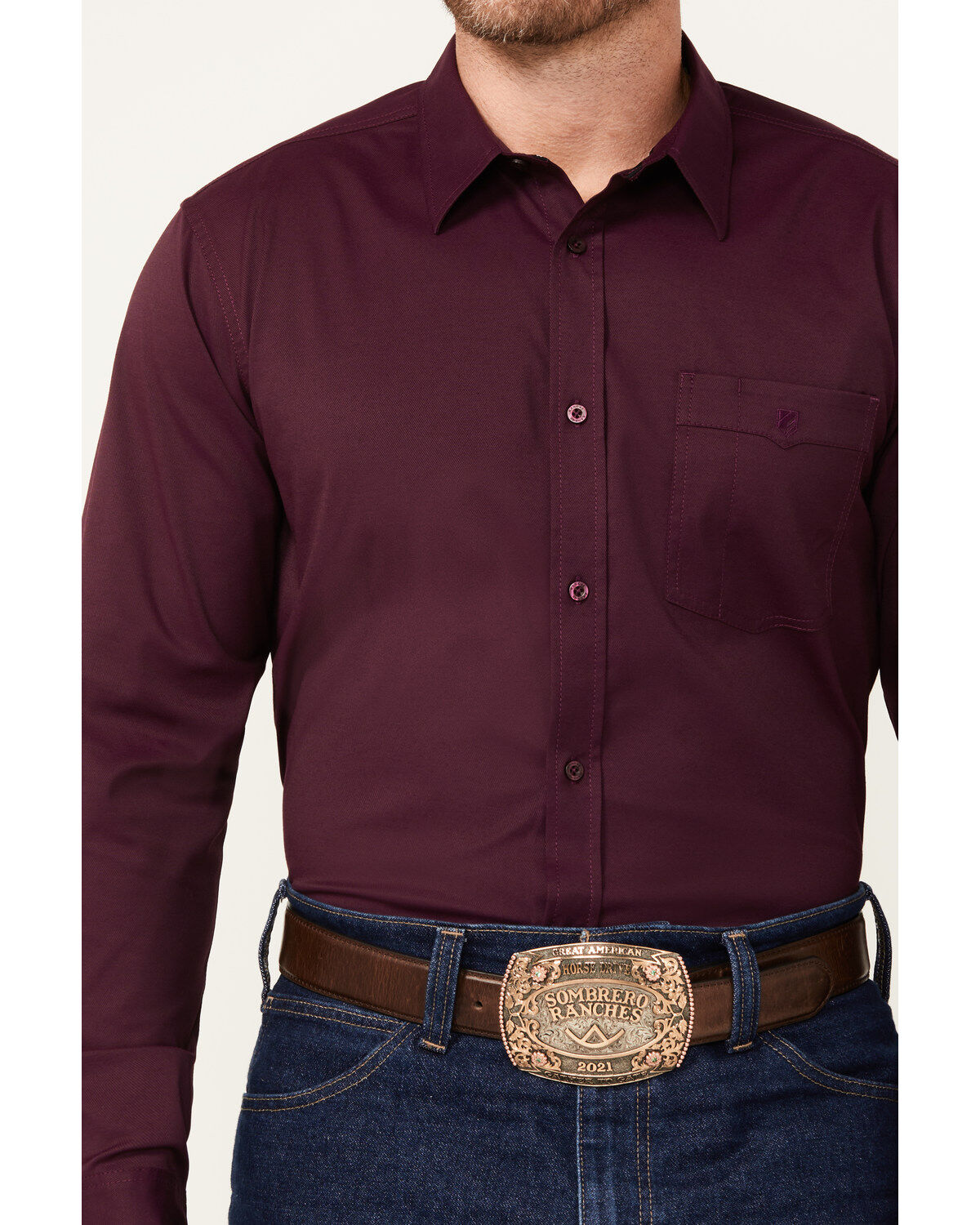 RANK 45&reg; Men's Logo Long Sleeve Button-Down Performance Western Shirt