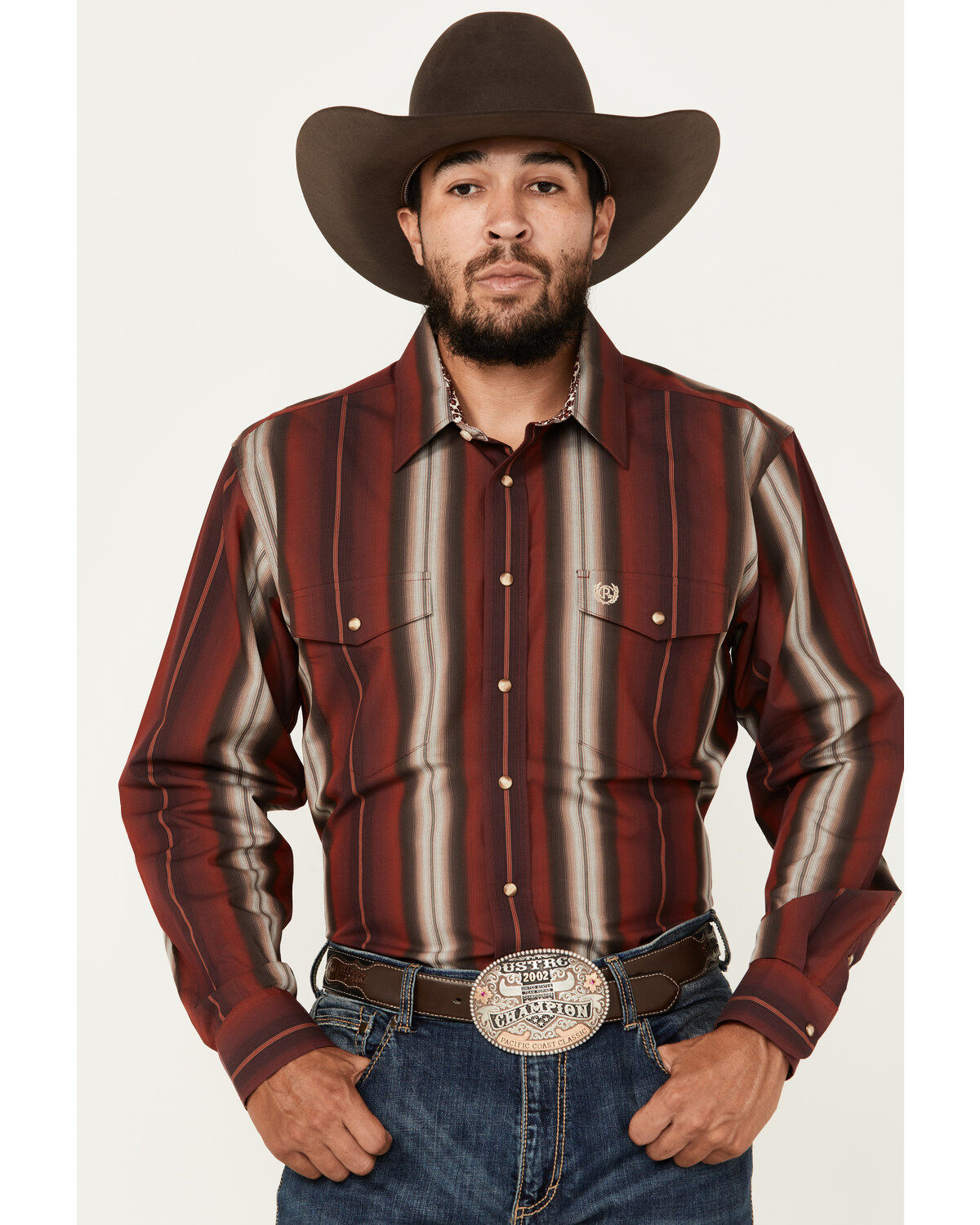 Panhandle Men's Select Serape Striped Print Long Sleeve Snap Western Shirt