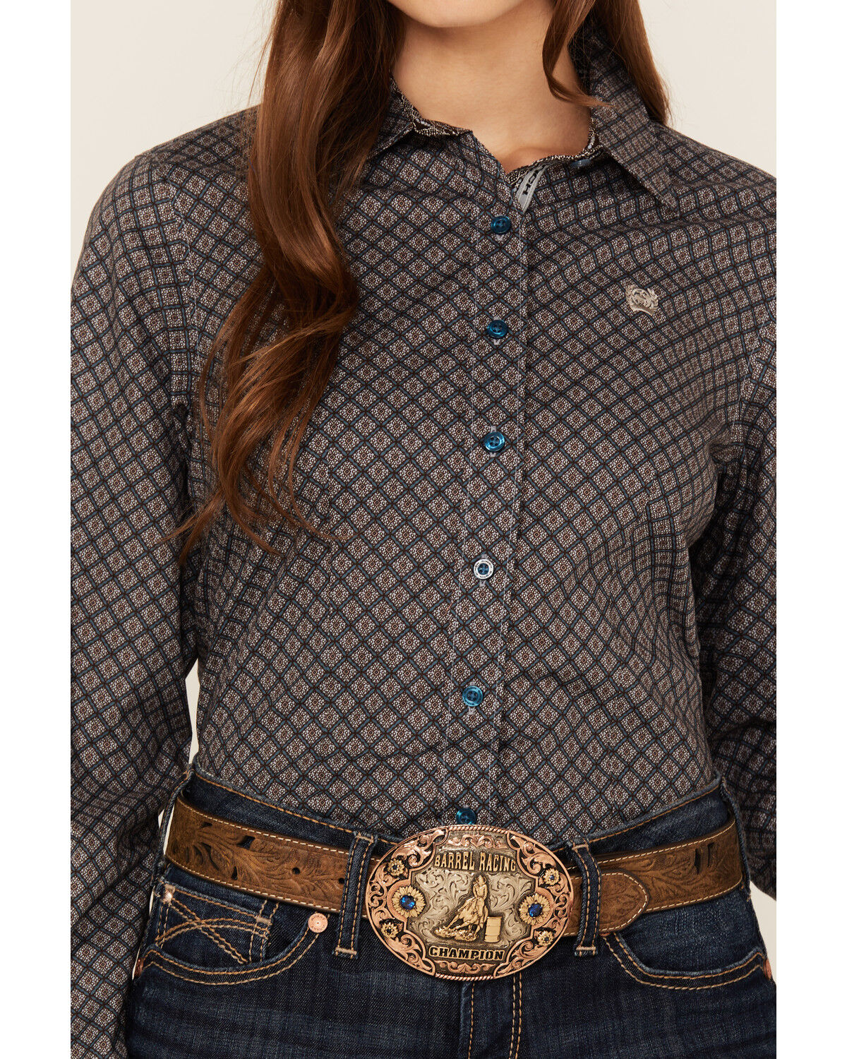 Cinch Women's Geo Print Long Sleeve Button-Down Western Shirt