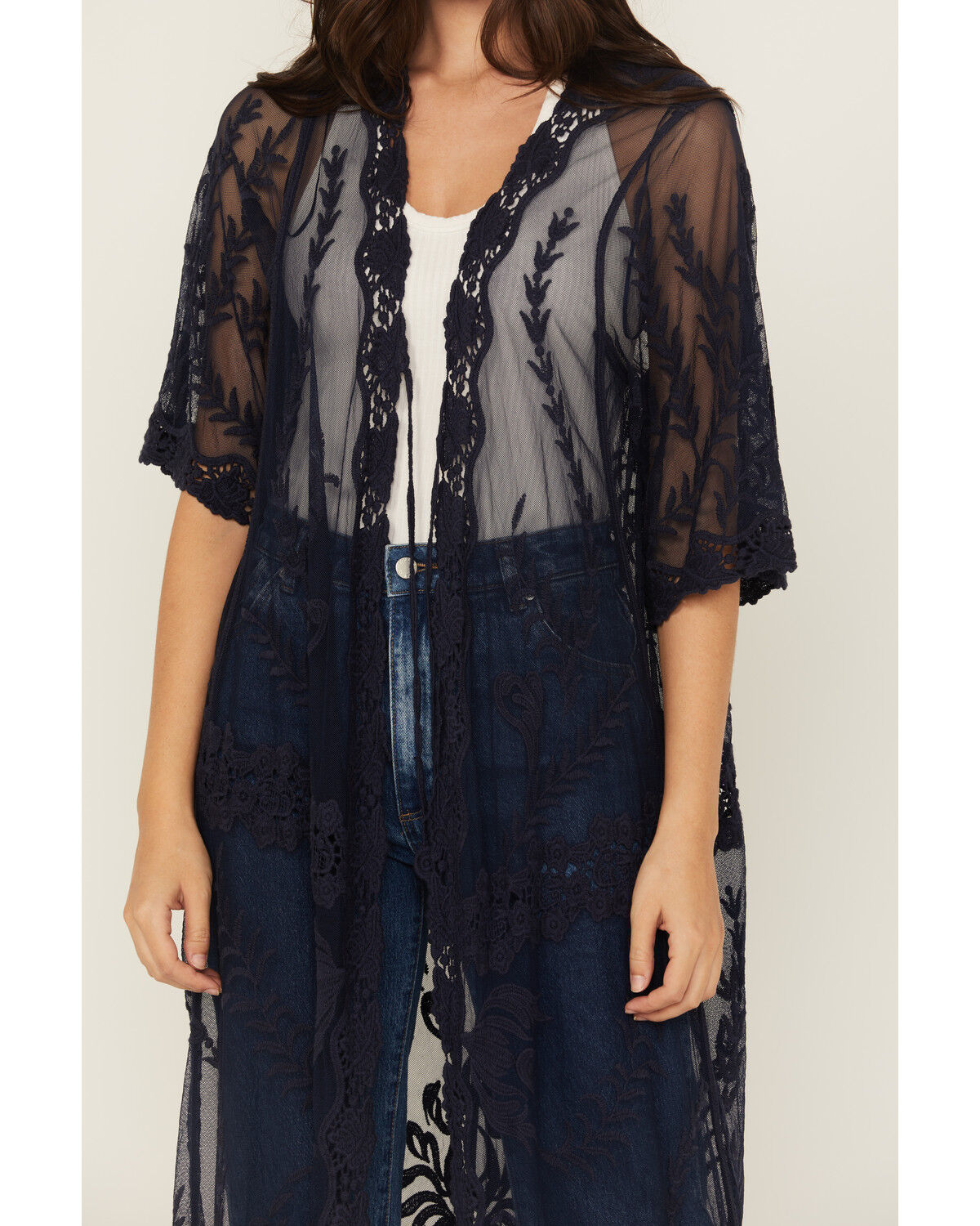 Shyanne Women's Embroidered Mesh Kimono