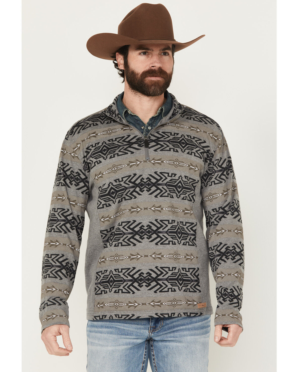 Powder River Outfitters by Panhandle Men's Pro Southwestern 1/4 Zip Henley Long Sleeve Shirt