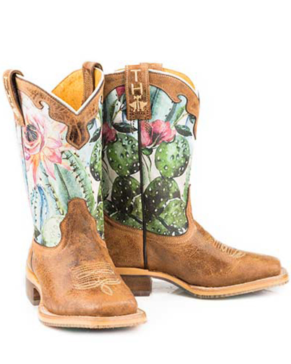 Tin Haul Girls' Cactilicious Embroidered Western Boots - Square Toe