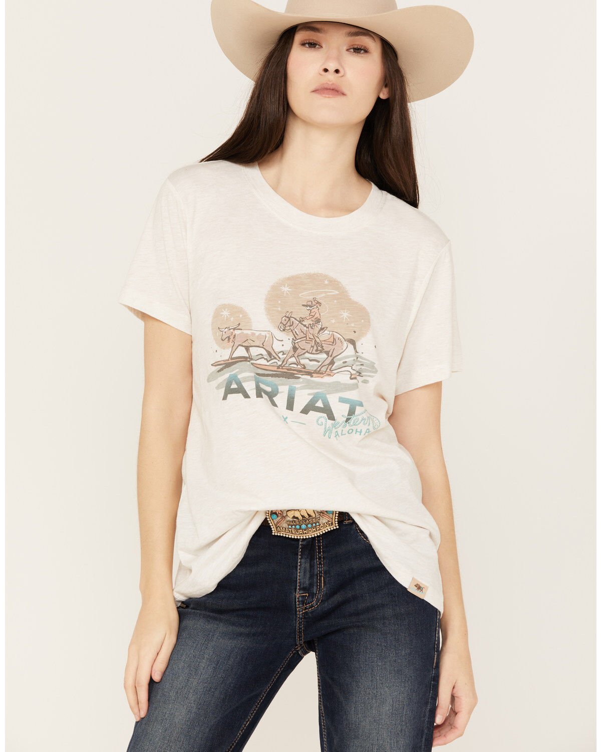Ariat Women's Boot Barn Exclusive Surfin' Longhorn Aloha Short Sleeve Graphic Tee