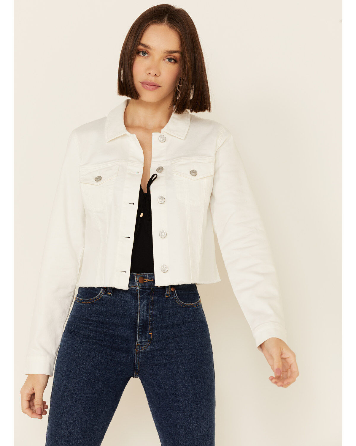 Shyanne Women's Crochet Back Button-Down Crop Jacket