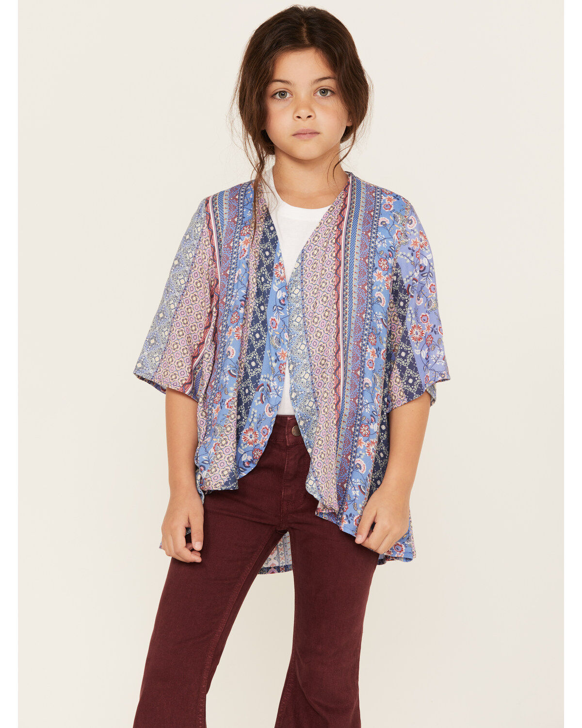 Joseph Studio Girls' Border Print Long Kimono