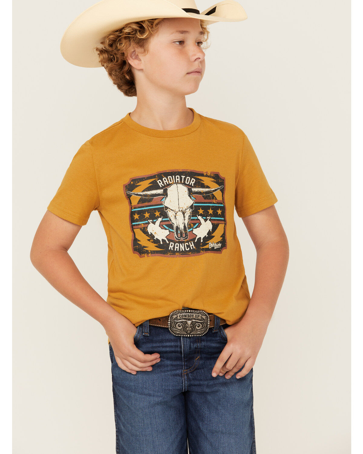 Rock & Roll Denim Boys' Dale Brisby Steer Head Short Sleeve Graphic T-Shirt
