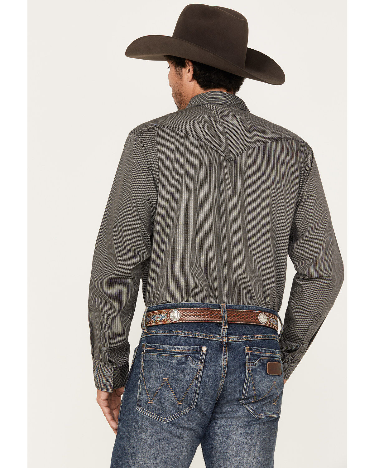 Moonshine Spirit Men's Country Night Striped Long Sleeve Western Snap Shirt