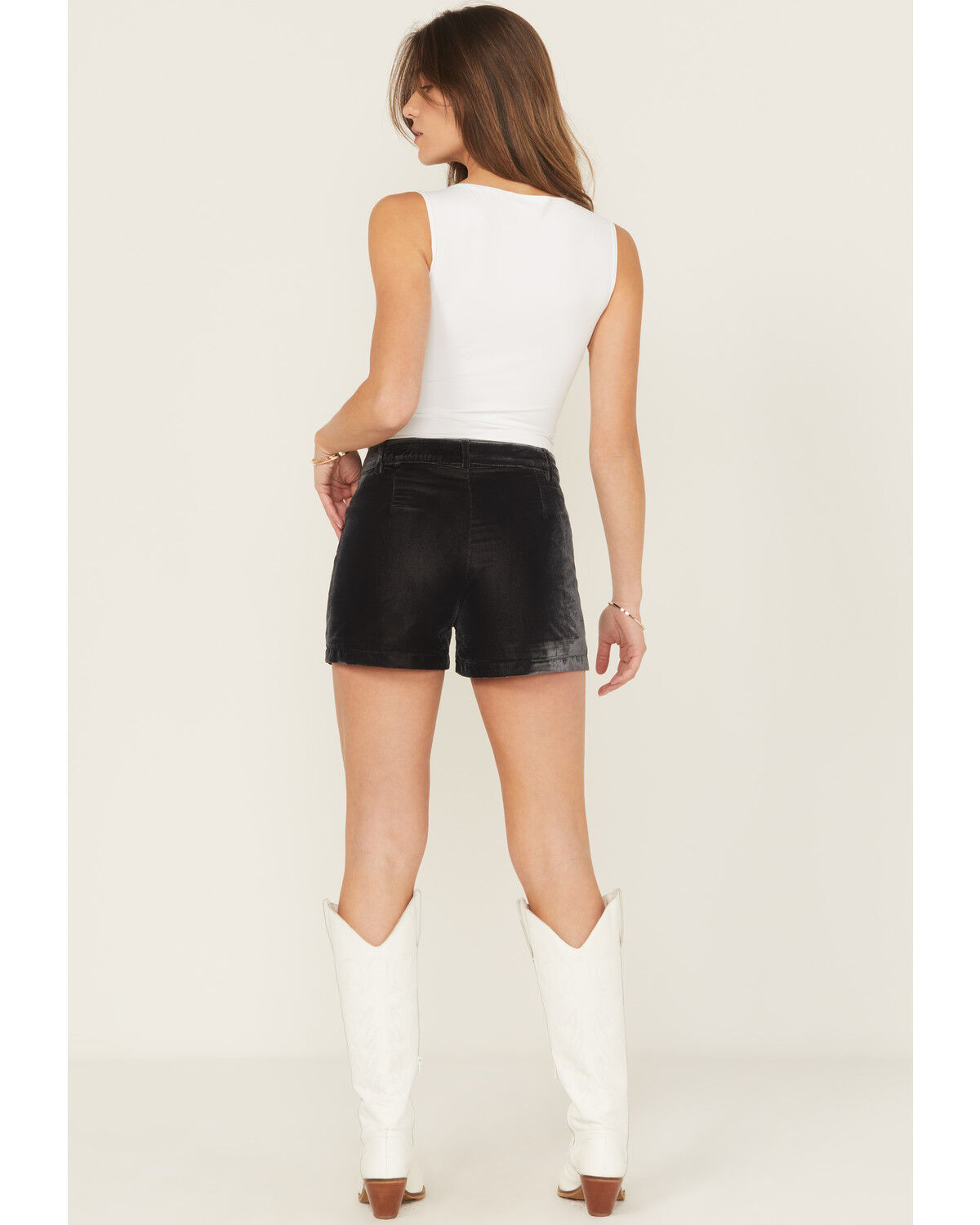 Rock & Roll Denim Women's High Rise Floral Embroidered Velvet Shorts