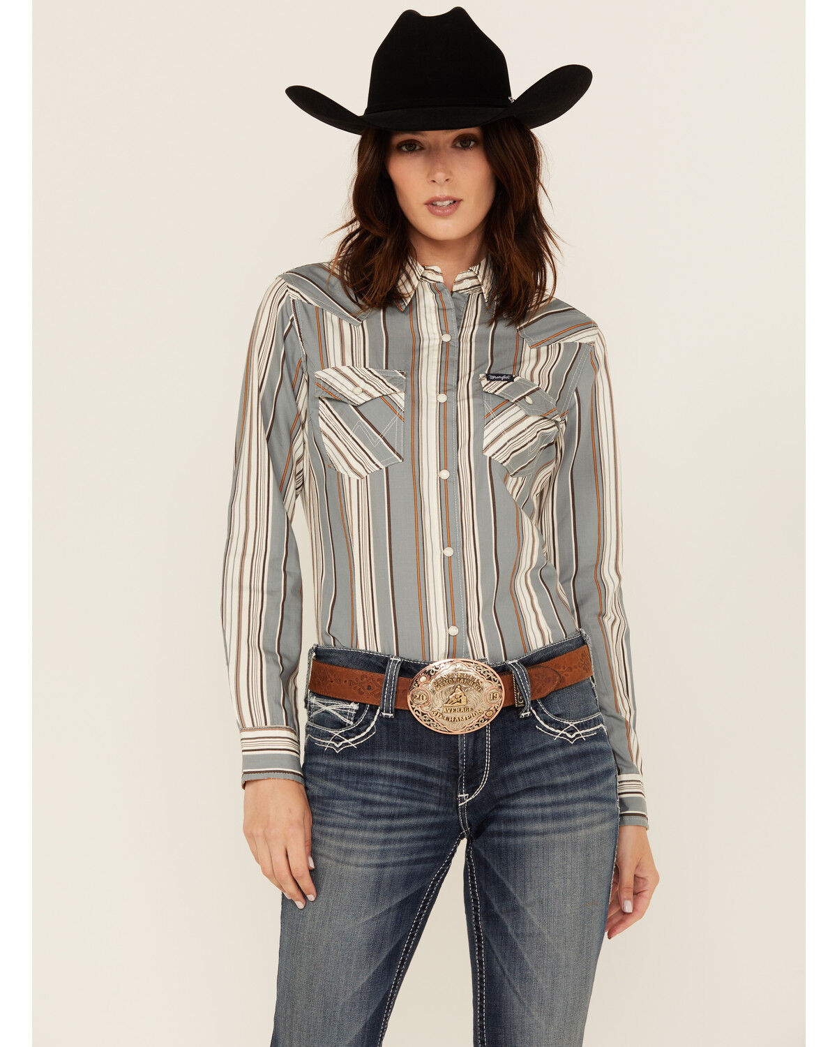 Wrangler Retro Women's Striped Long Sleeve Snap Western Shirt