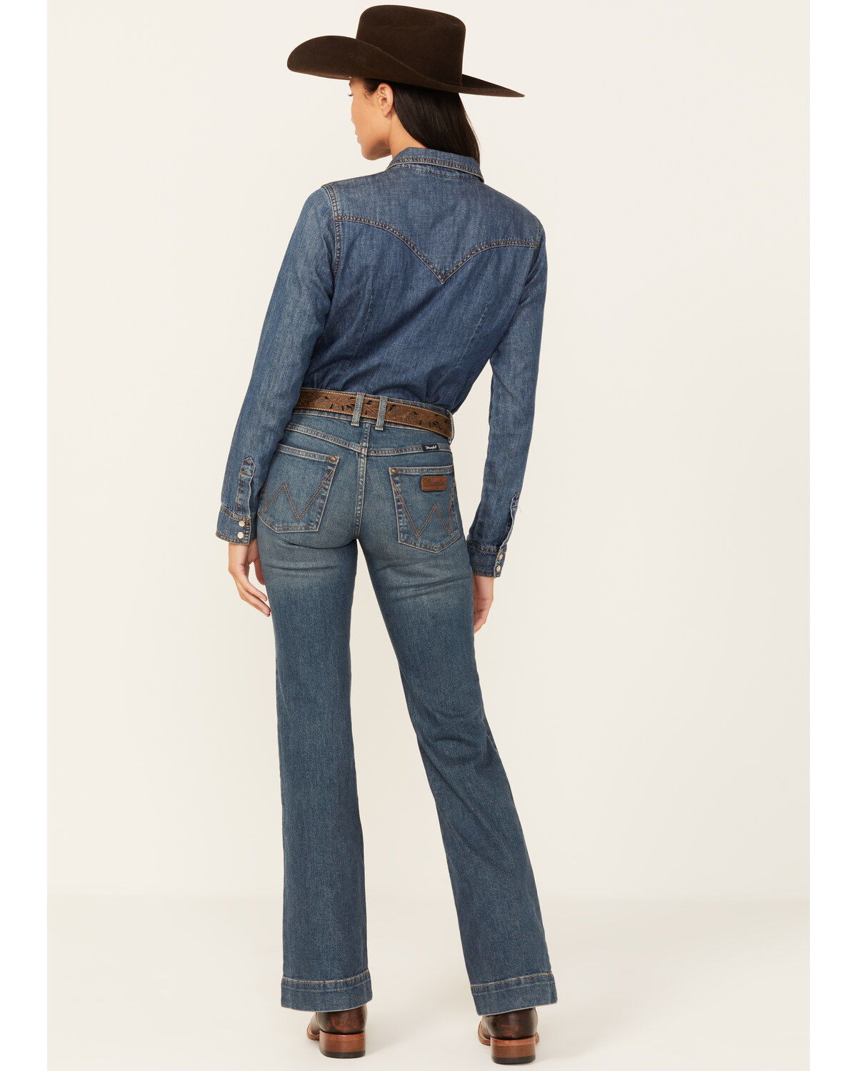 Wrangler Retro Women's Mae Dark Wash Mid Rise Stretch Trouser Jeans