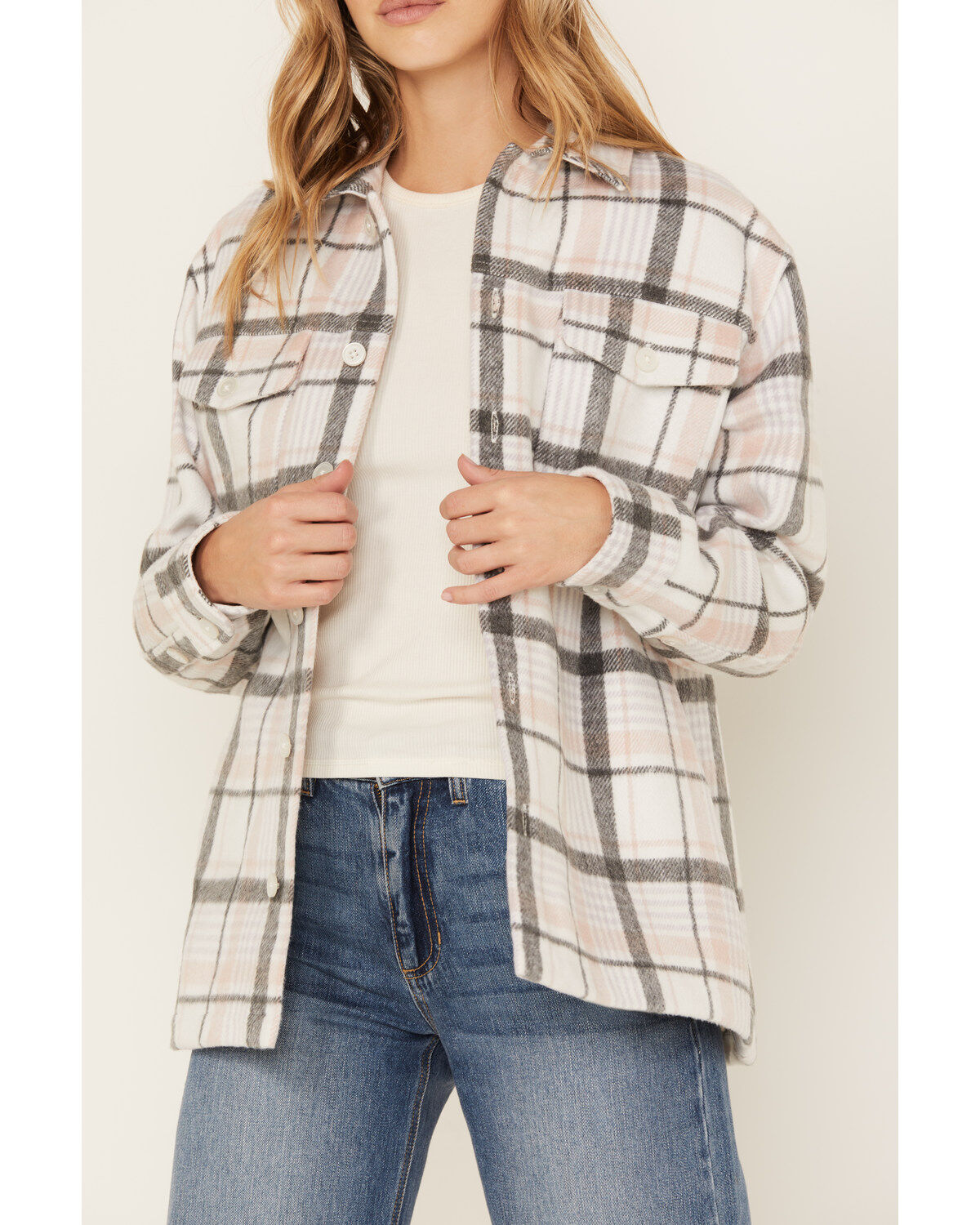 Cleo + Wolf Women's Plaid Print Shacket