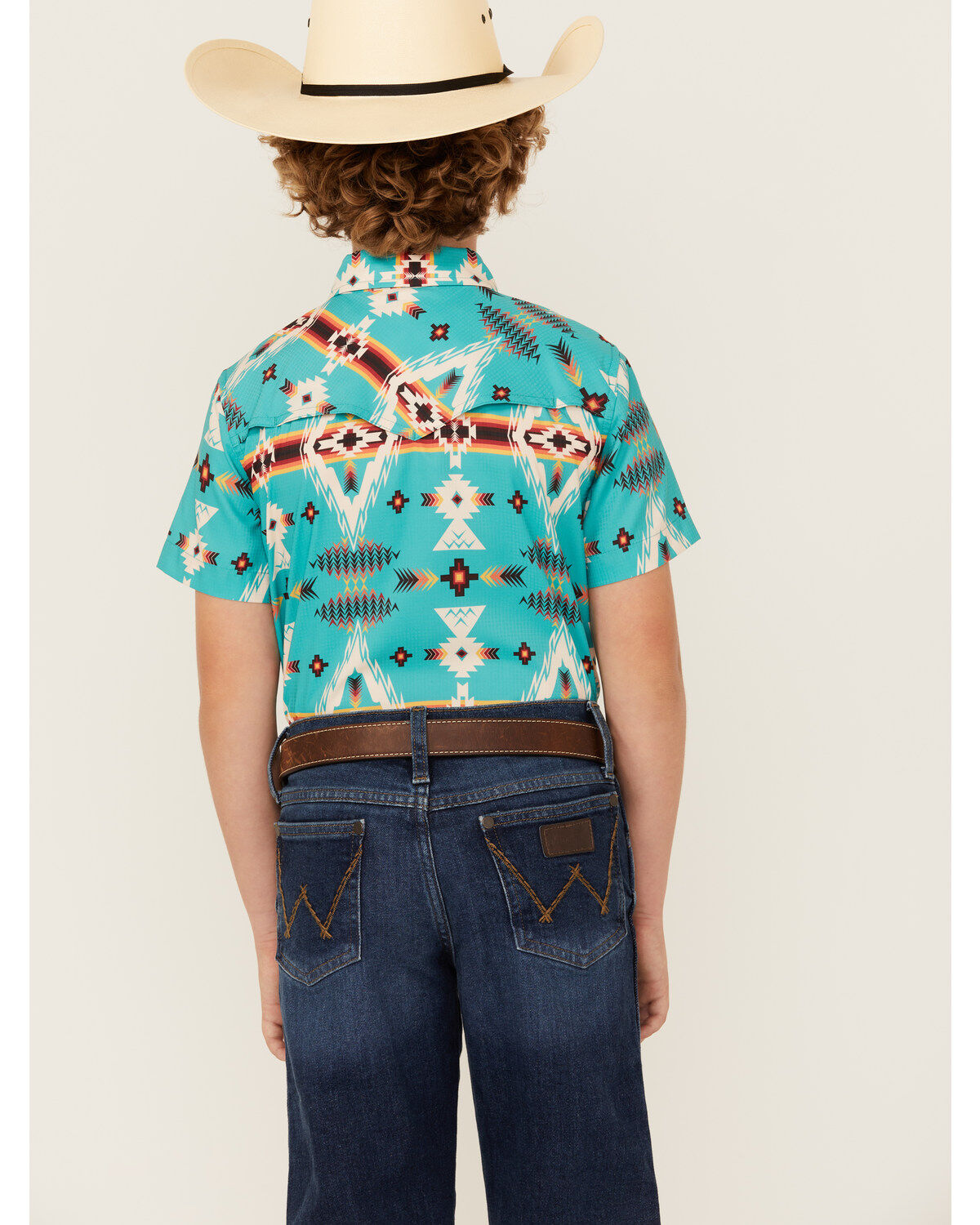 Rock & Roll Denim Boys' Tek Southwestern Print Short Sleeve Snap Western Shirt