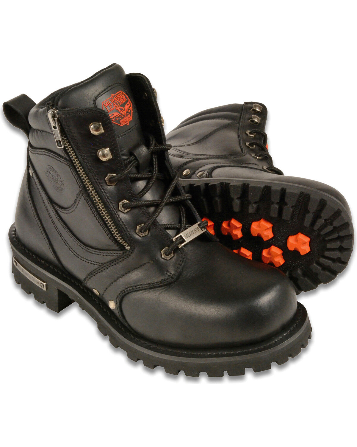 Milwaukee Leather Men's 6" Side Zipper Boots - Round Toe - Wide