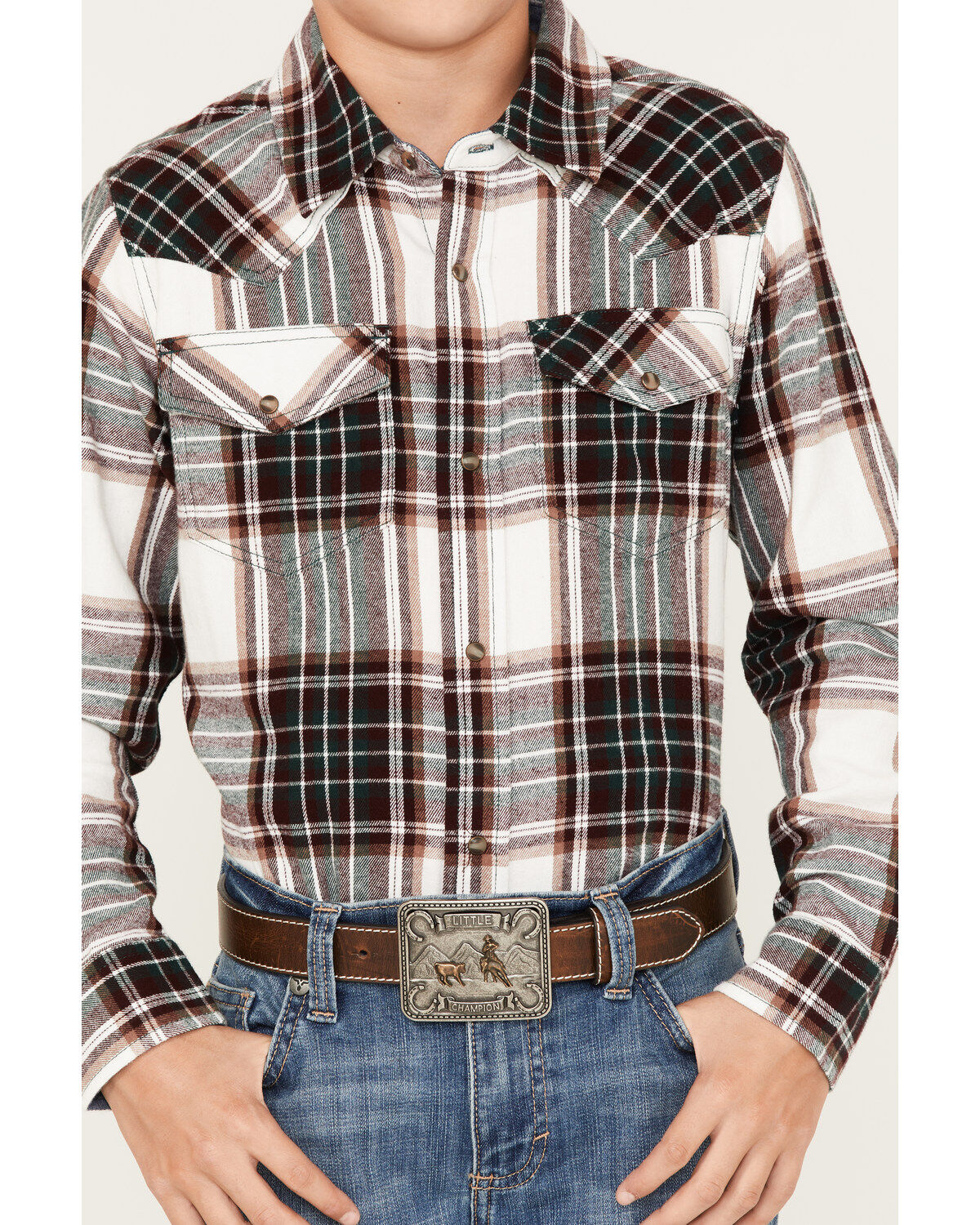 Cody James Boys' Plaid Print Long Sleeve Button-Down Flannel Shirt