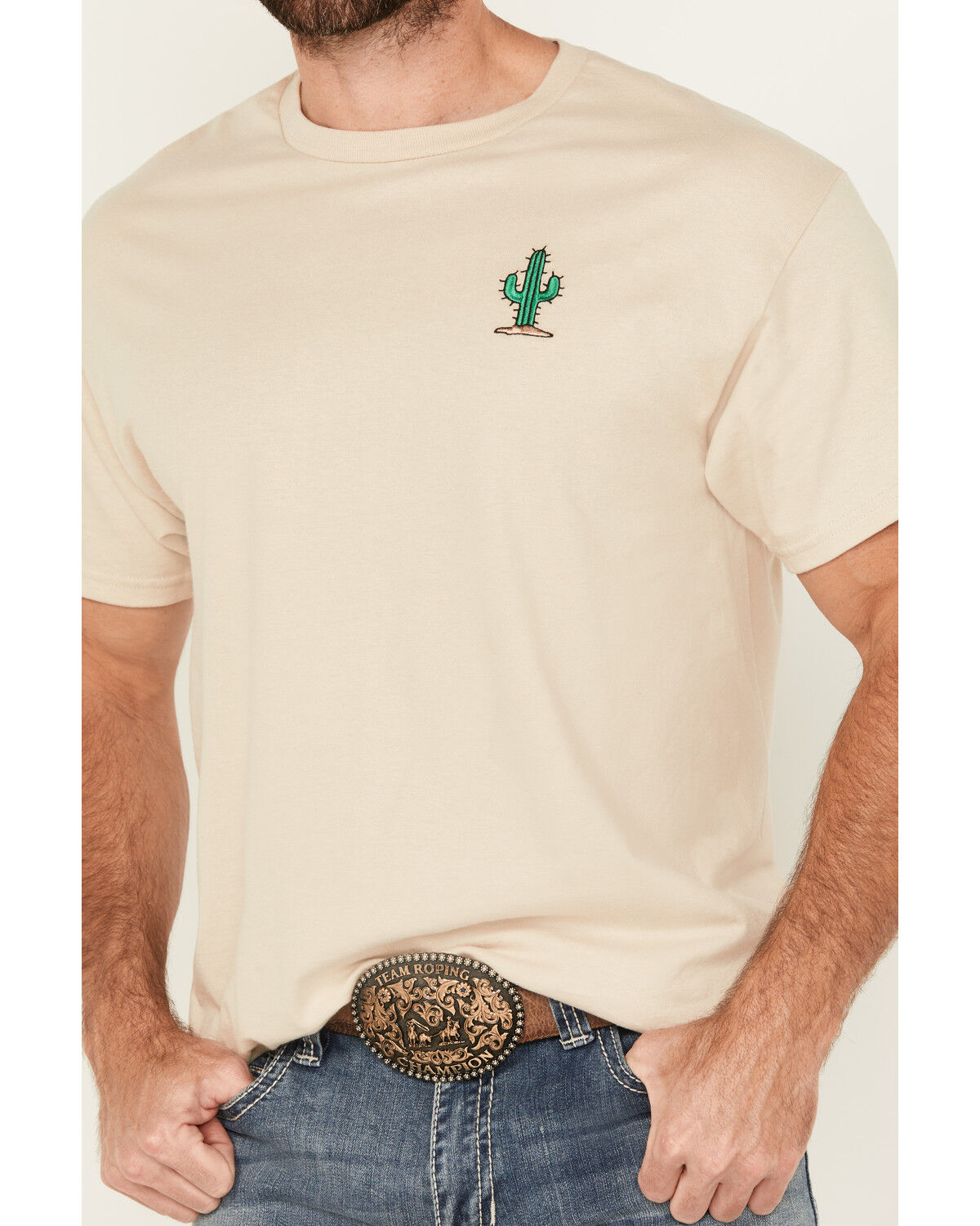 Riot Society Men's Embroidered Cactus Short Sleeve T-Shirt