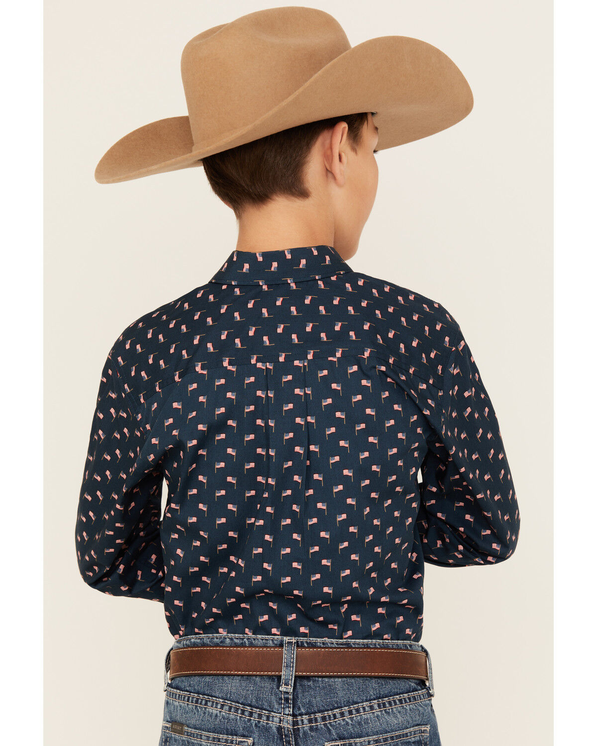 Cinch Boys' Flag Print Long Sleeve Button-Down Western Shirt