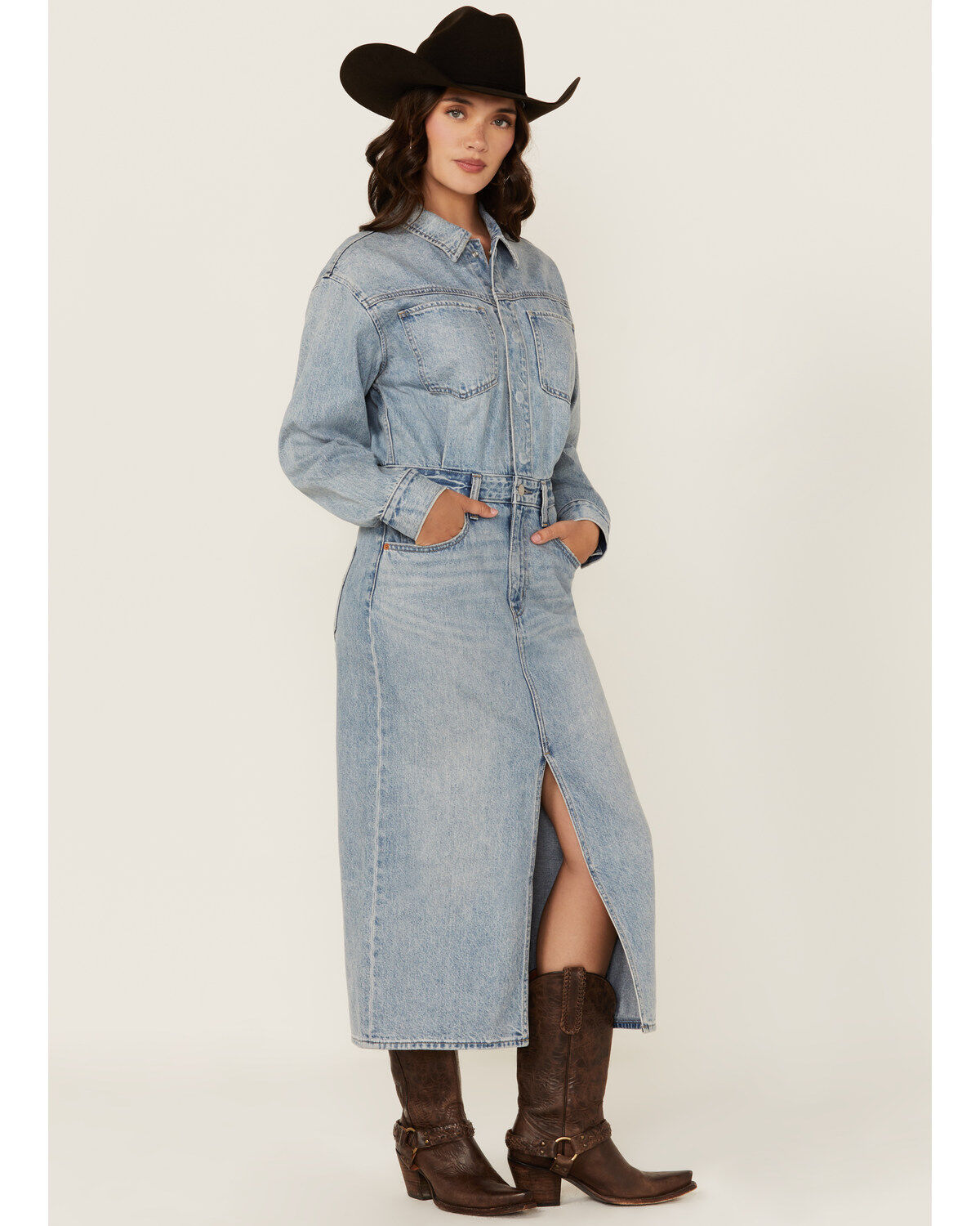 Levi's Premium Women's Light Wash Western Denim Midi Dress