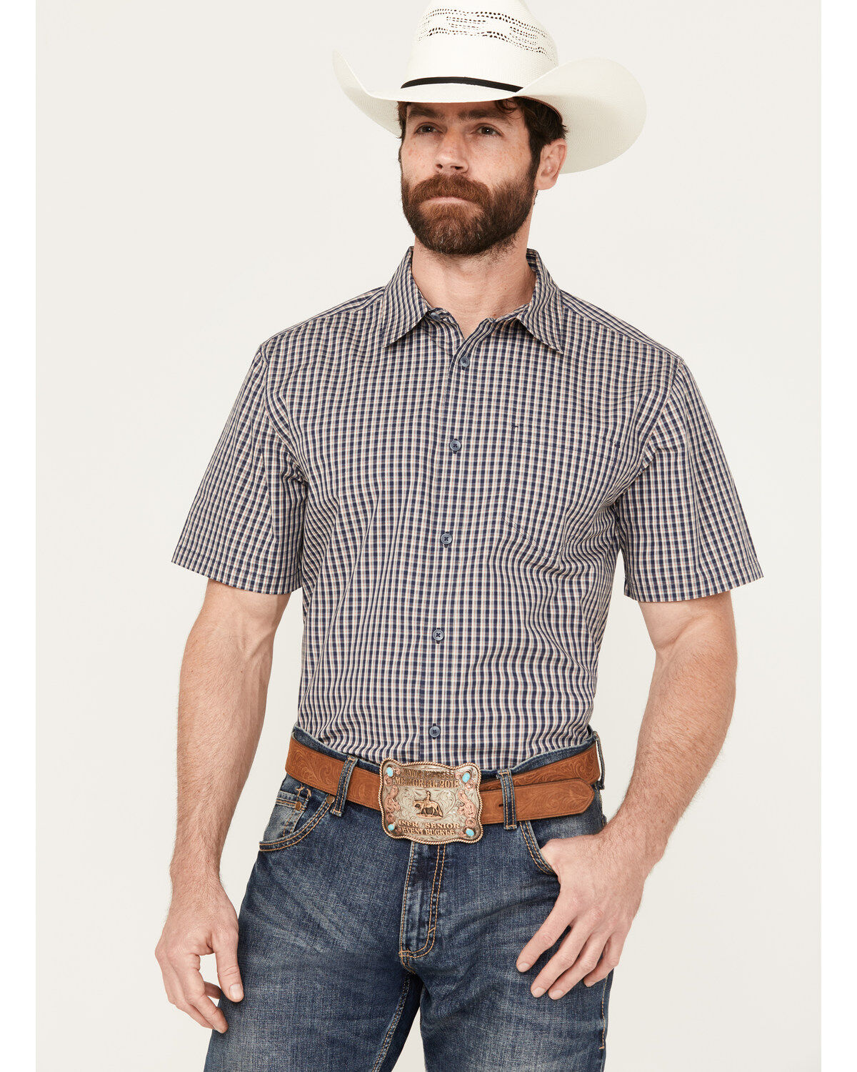 Gibson Men's Tempe Small Plaid Print Short Sleeve Button-Down Western Shirt