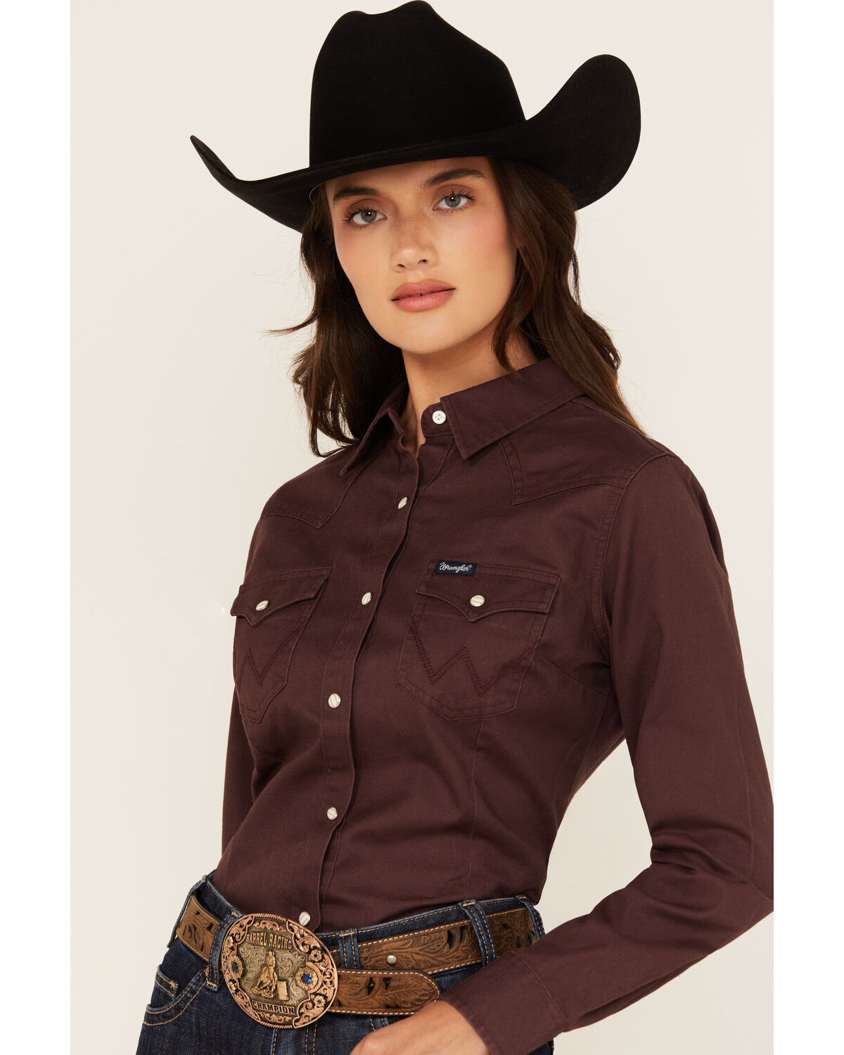 Wrangler Retro Women's Solid Long Sleeve Snap Western Shirt