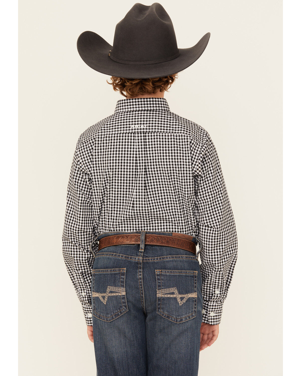 Ariat Boys' Pro Jayden Gingham Long Sleeve Button-Down Western Shirt