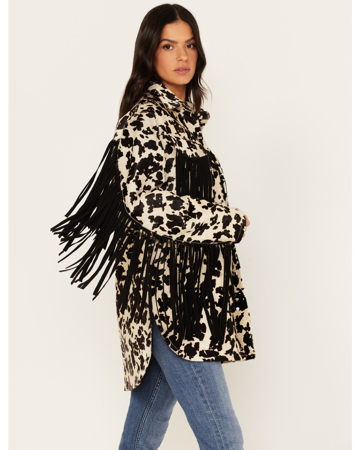 Idyllwind Women's Hair-On Cow Hide Fringe Shacket