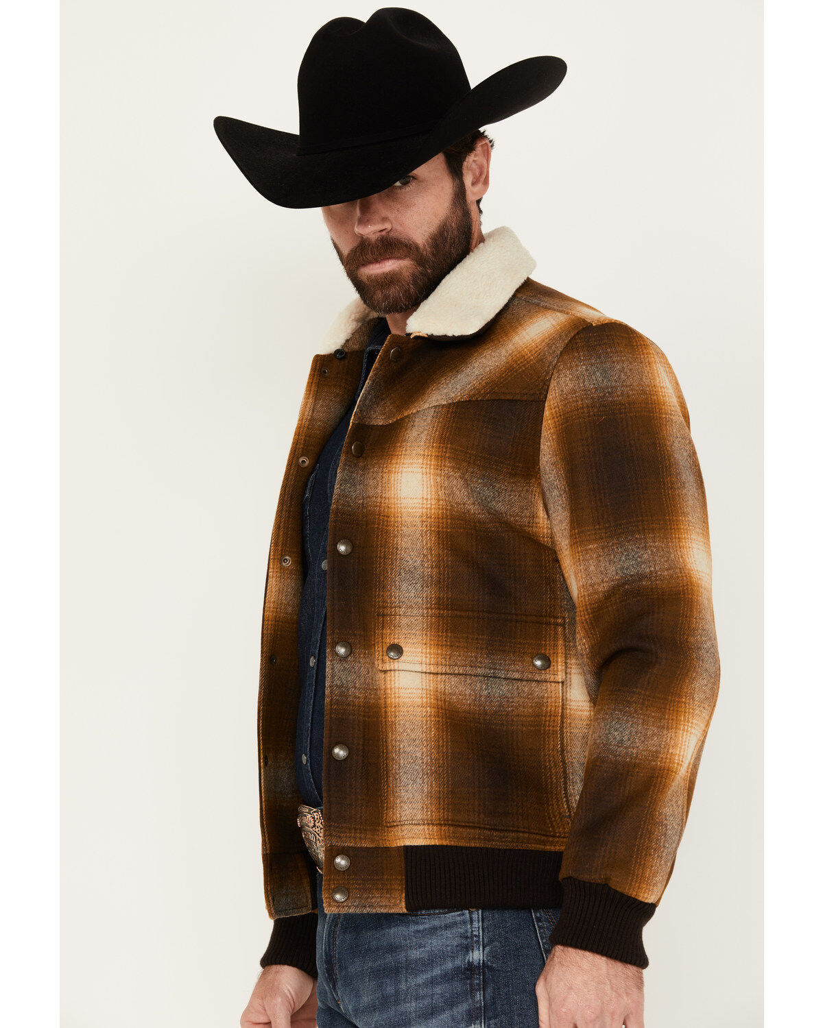 Pendleton Men's Jacksonville Ombre Plaid Print Snap Jacket