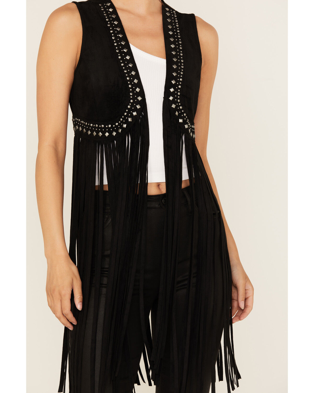 Idyllwind Women's Walnut Studded Fringe Faux Suede Vest