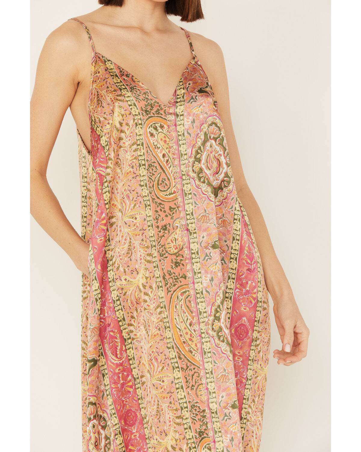 By Together Women's Floral Print V Neck Sleeveless Maxi Dress