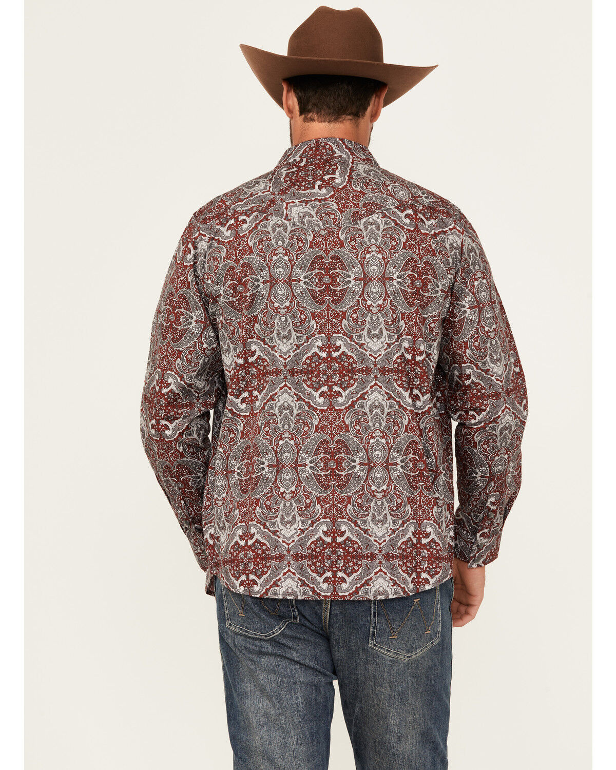Moonshine Spirit Men's Manhattan Paisley Print Long Sleeve Snap Western Shirt