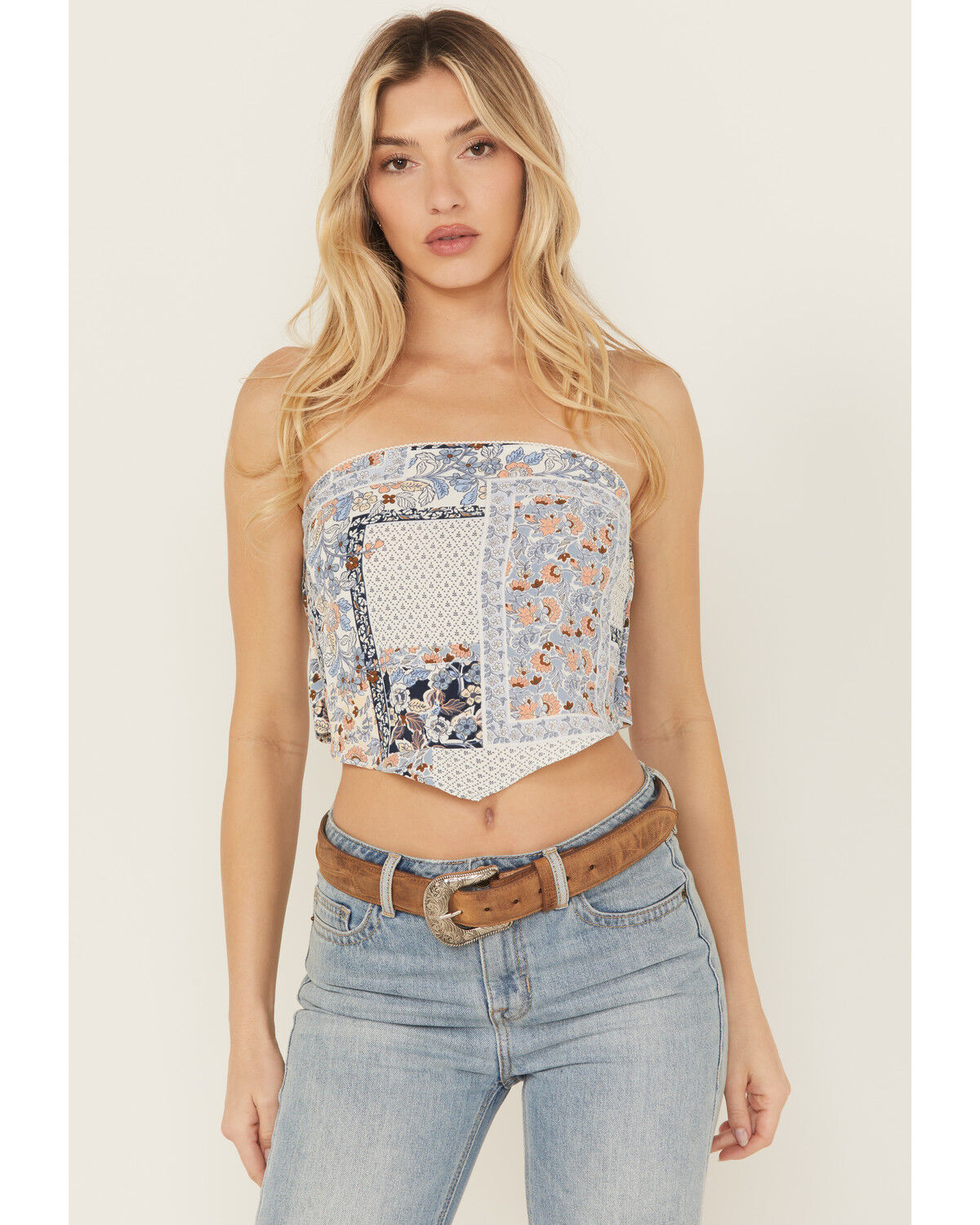 Originality Women's Patchwork Bandana Print Tube Top