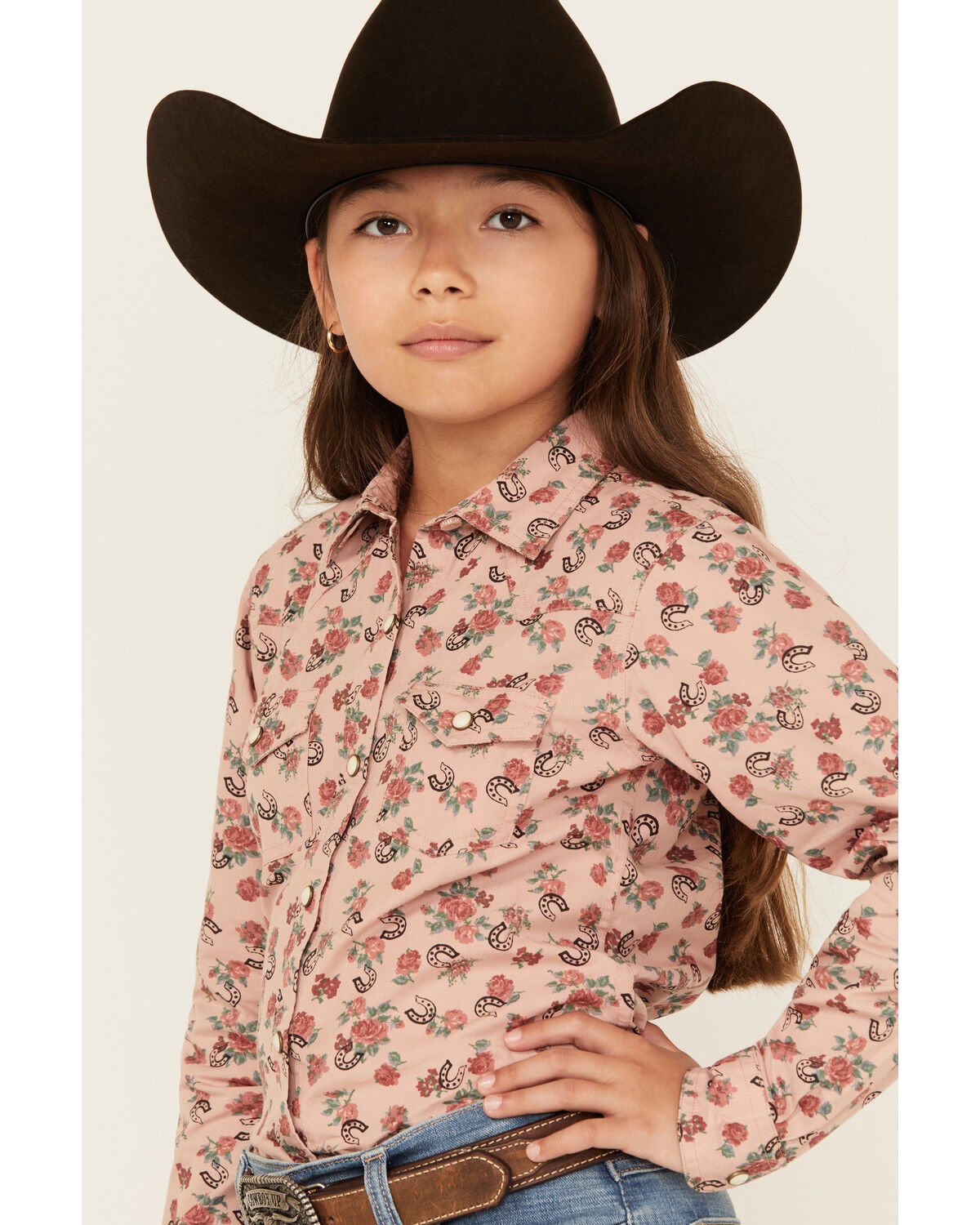 Ariat Girls' Floral Print Long Sleeve Snap Western Shirt