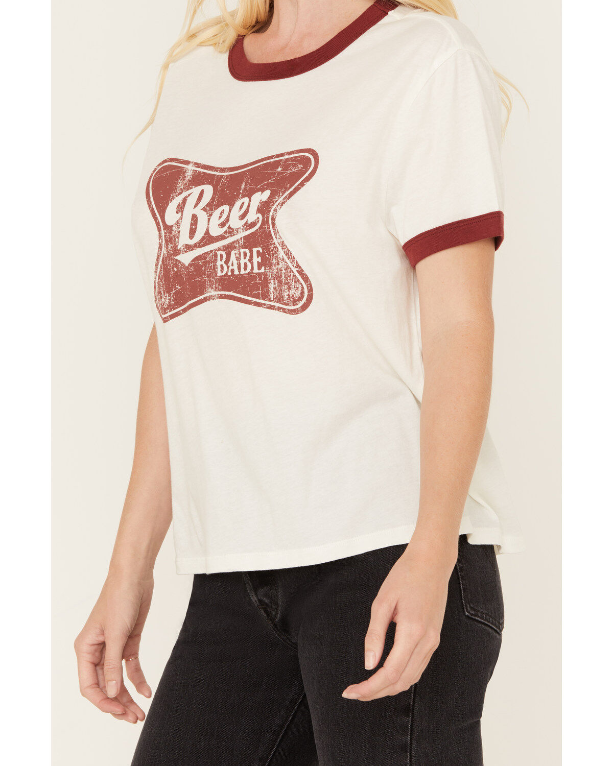 White Crow Women's Beer Babe Graphic Short Sleeve Ringer Tee