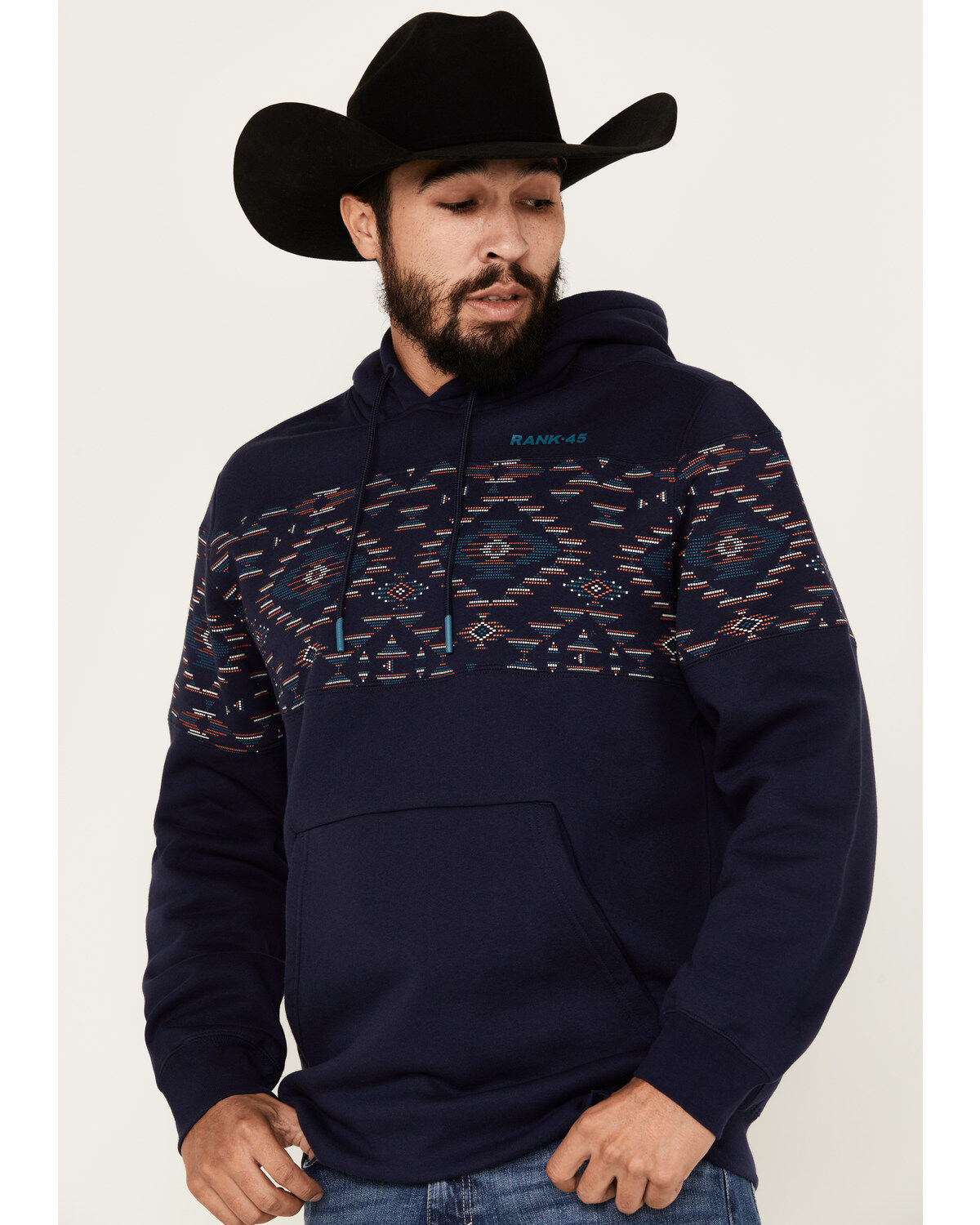 RANK 45® Men's Covebull Southwestern Print Hooded Sweatshirt