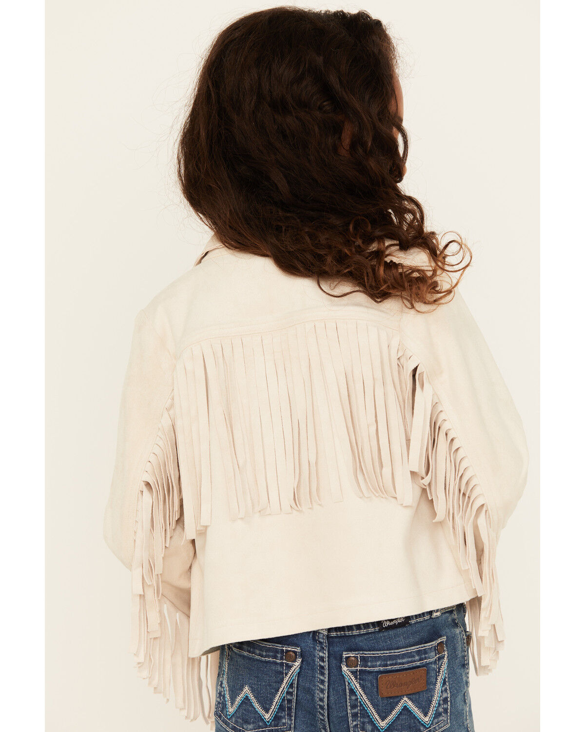 Shyanne Girls' Solid Fringe Open Front Faux Suede Jacket