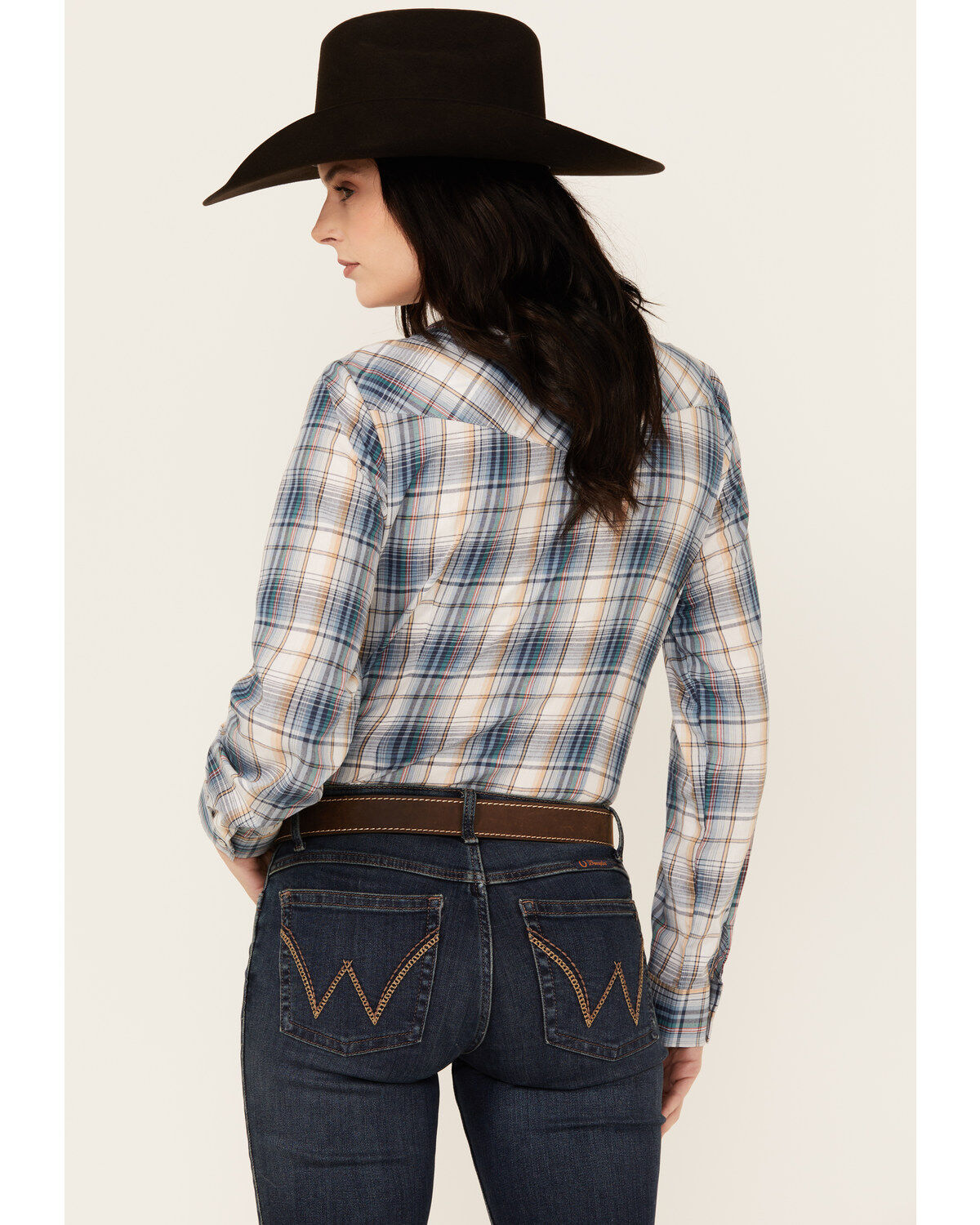 Roper Women's Plaid Print Long Sleeve Snap Western Shirt