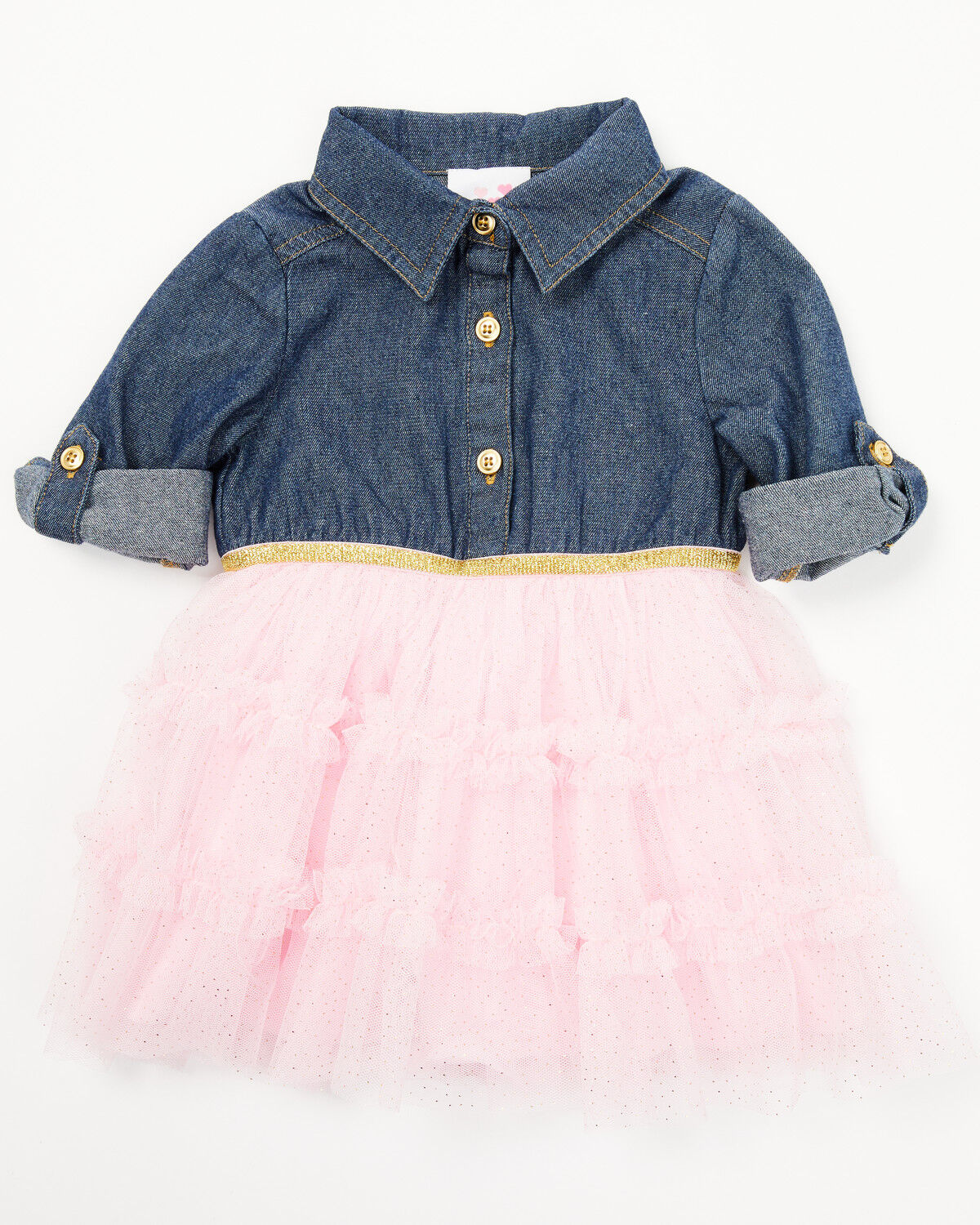 Sugar California Infant Girls' Denim Quarter Sleeve Sparkle Dress