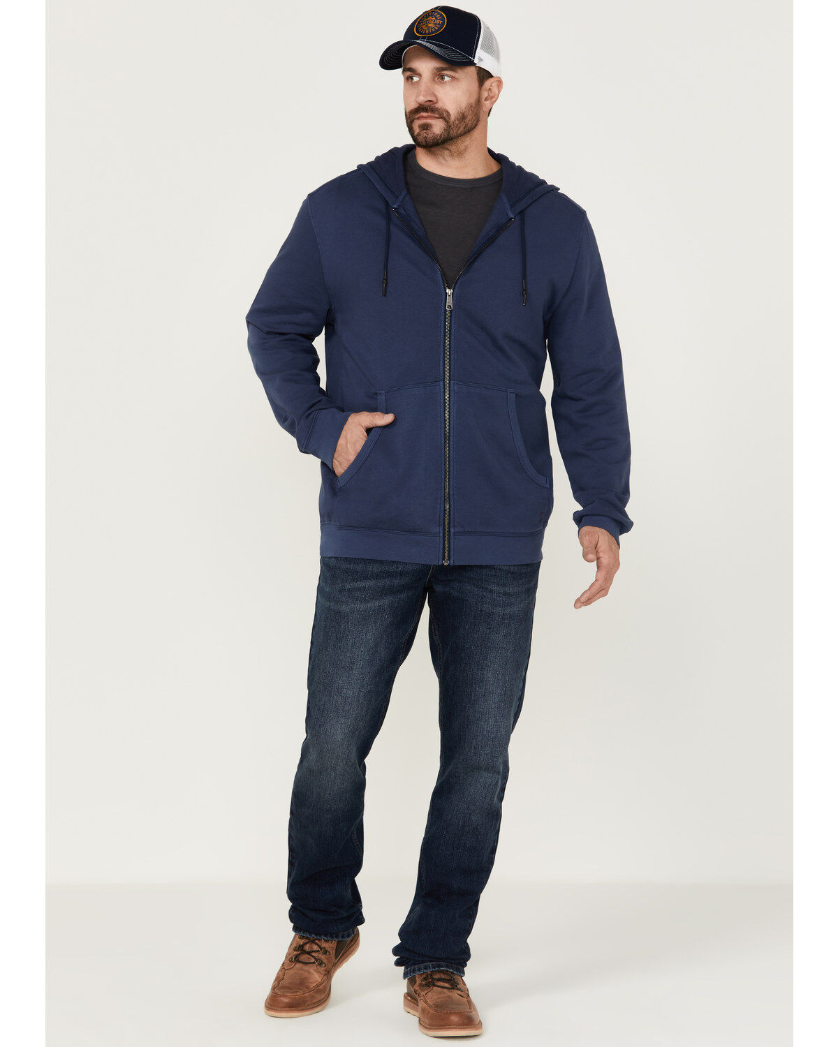 Brothers and Sons Men's Weathered French Terry Zip-Front Hooded Jacket