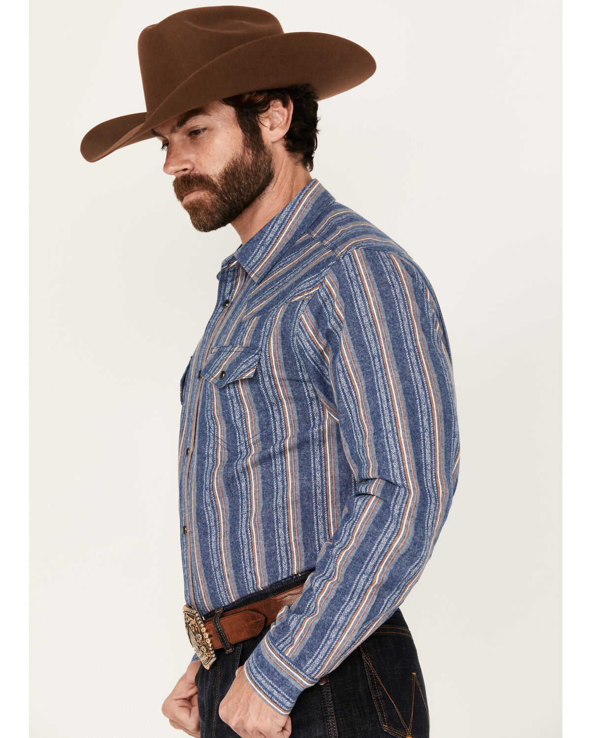 Cody James Men's Alpine Southwestern Striped Long Sleeve Pearl Snap Western Shirt - Tall