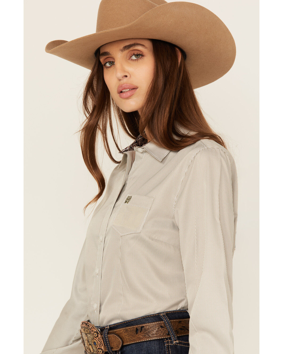 Cinch Women's Striped Long Sleeve Button-Down Western Shirt