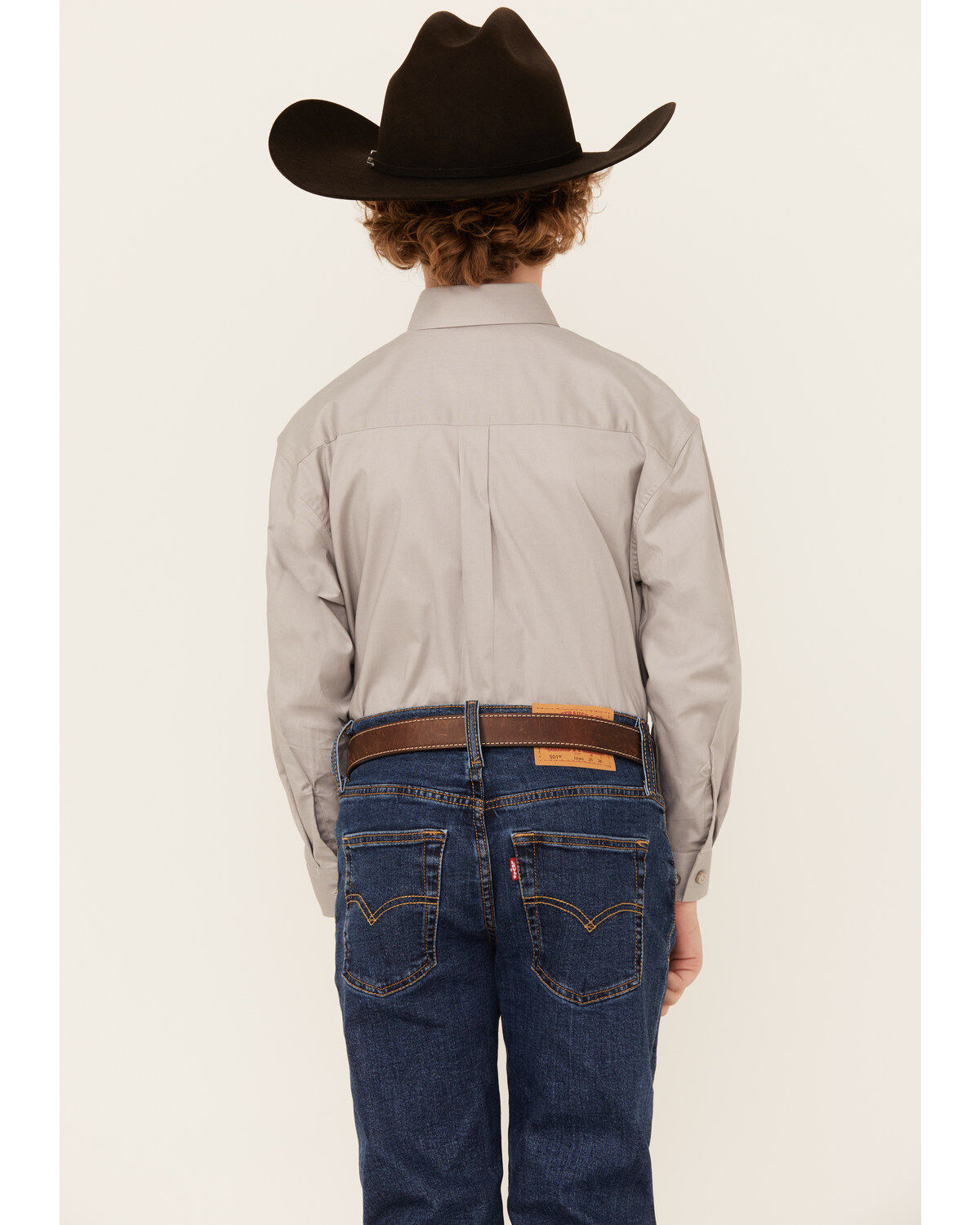 Panhandle Boys' Solid Long Sleeve Button-Down Stretch Western Shirt