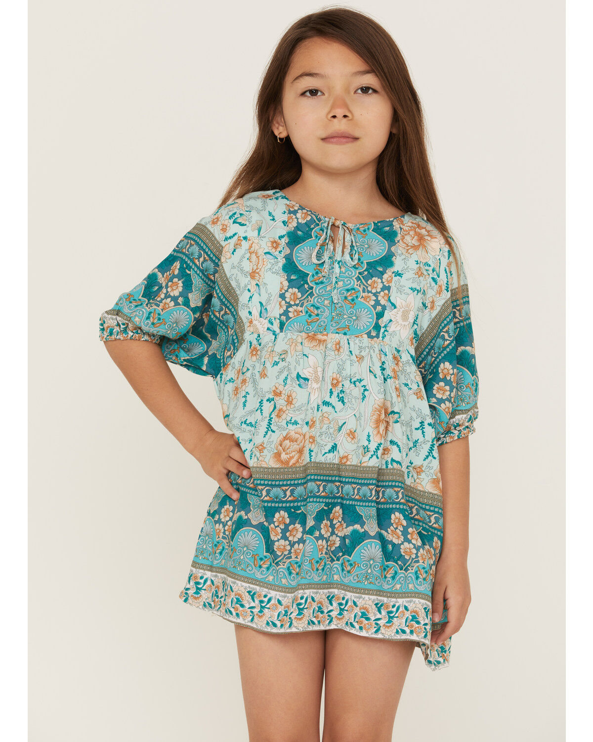 Hayden Girls' Border Print Tunic Mini Dress