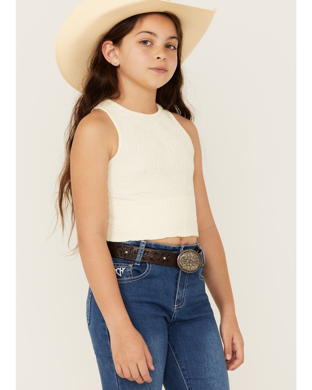 Fornia Girls' Floral High Neck Tank Top
