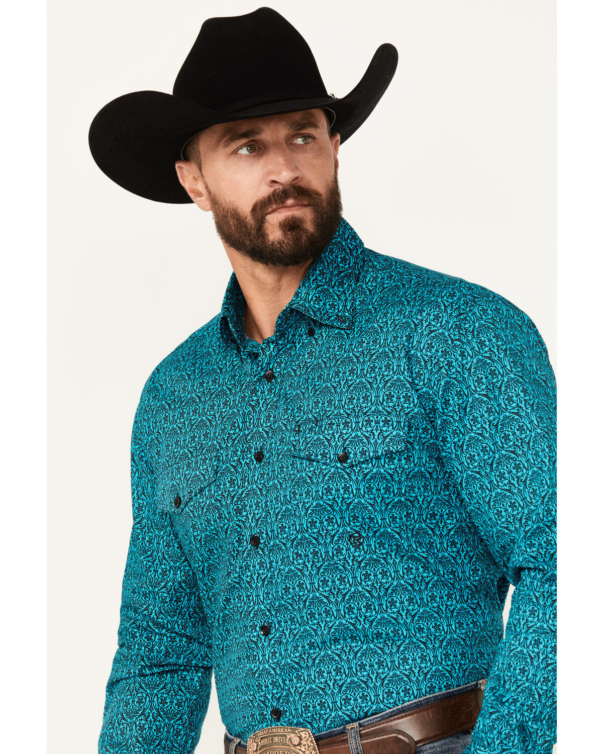 Roper Men's Amarillo Medallion Print Long Sleeve Button-Down Shirt