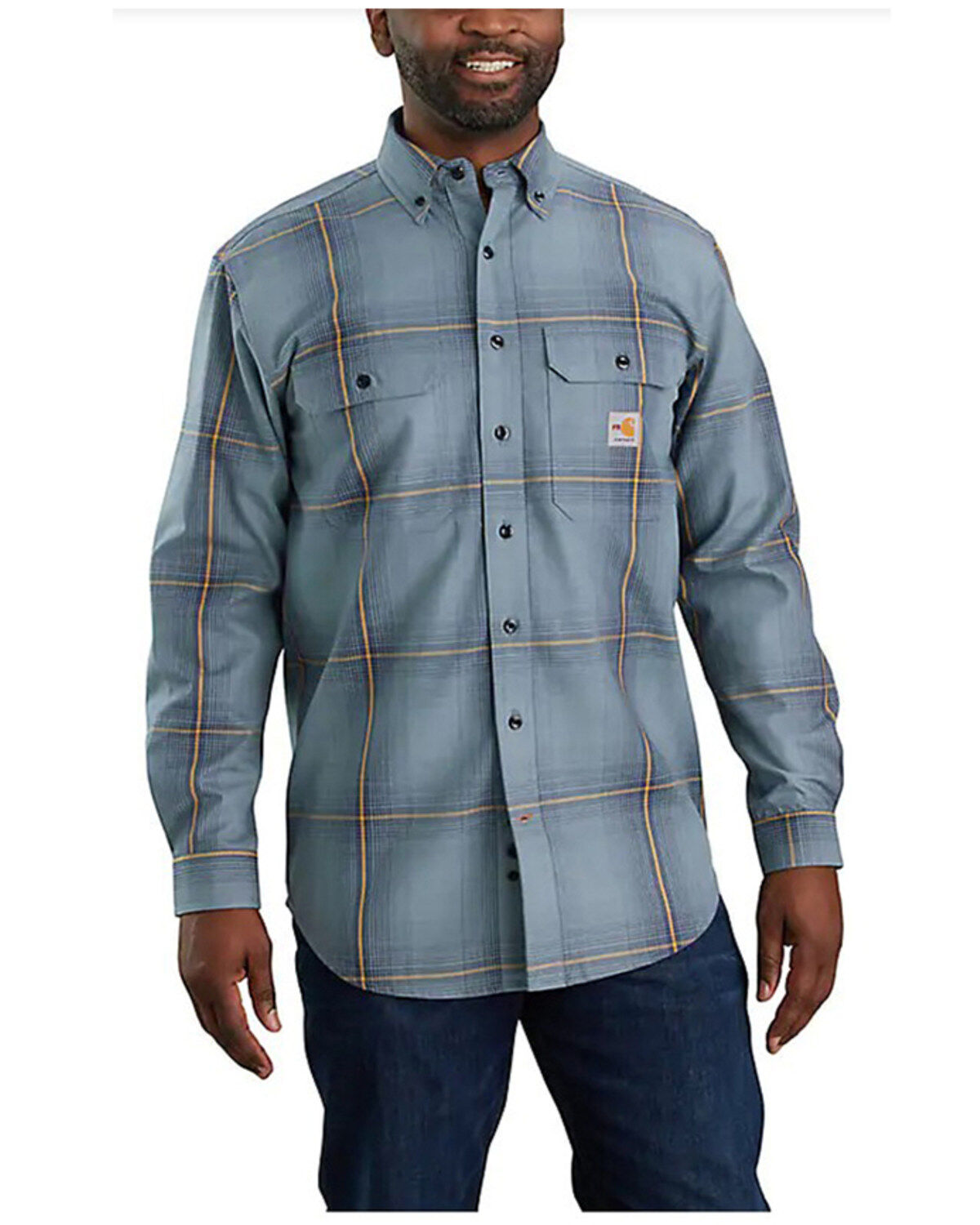 Carhartt Men's FR Steel Twill Plaid Work Shirt