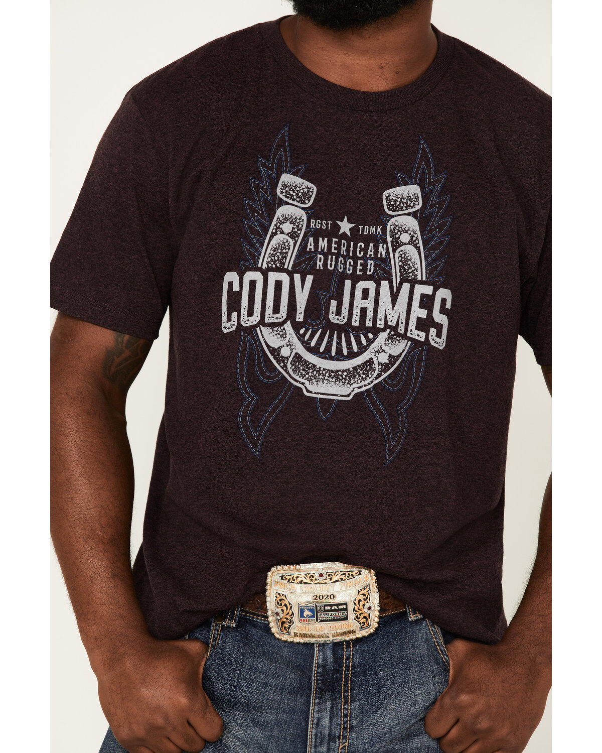 Cody James Men's Boot Stitch Horseshoe Graphic Short Sleeve T-Shirt