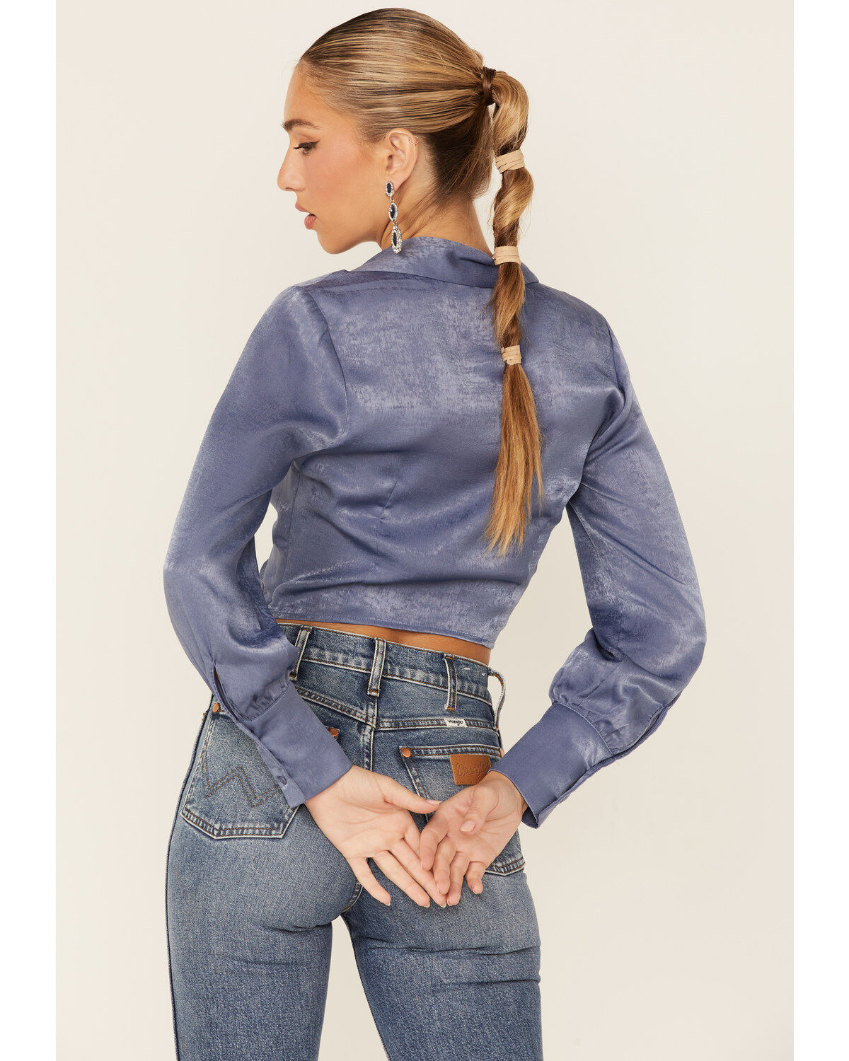 Lush Women's Satin Cinch Front Blouse