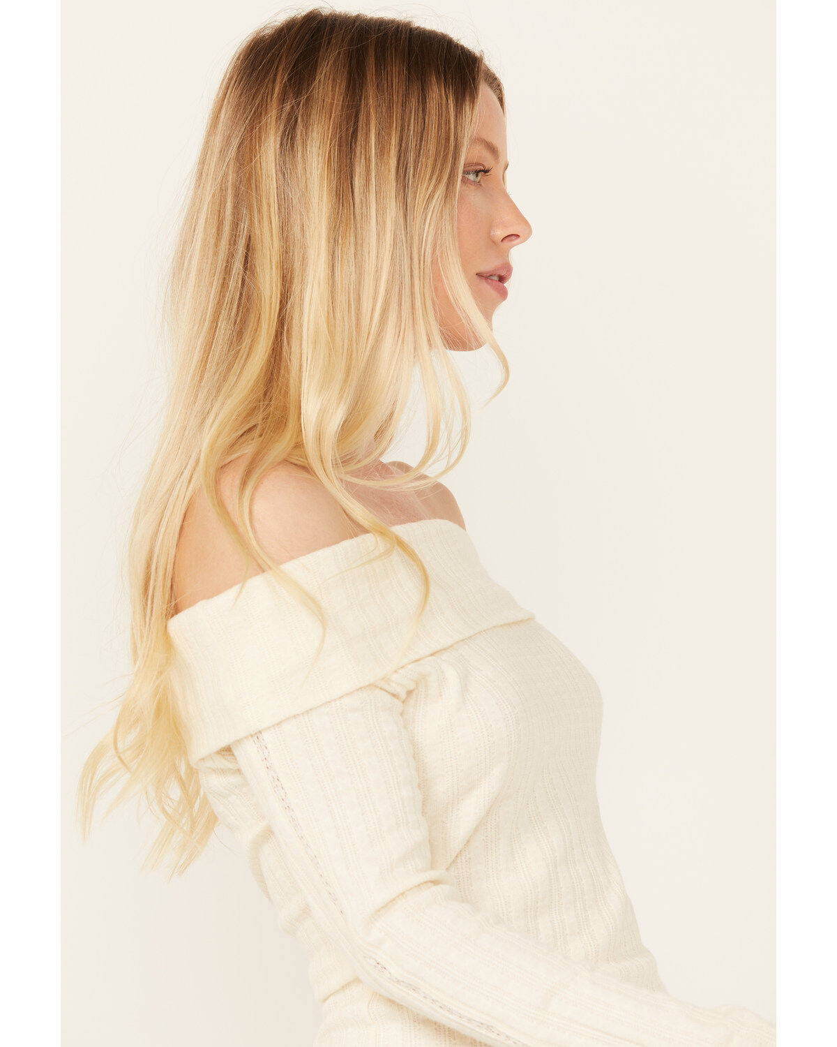 Shyanne Women's Pointelle Ribbed Off The Shoulder Top